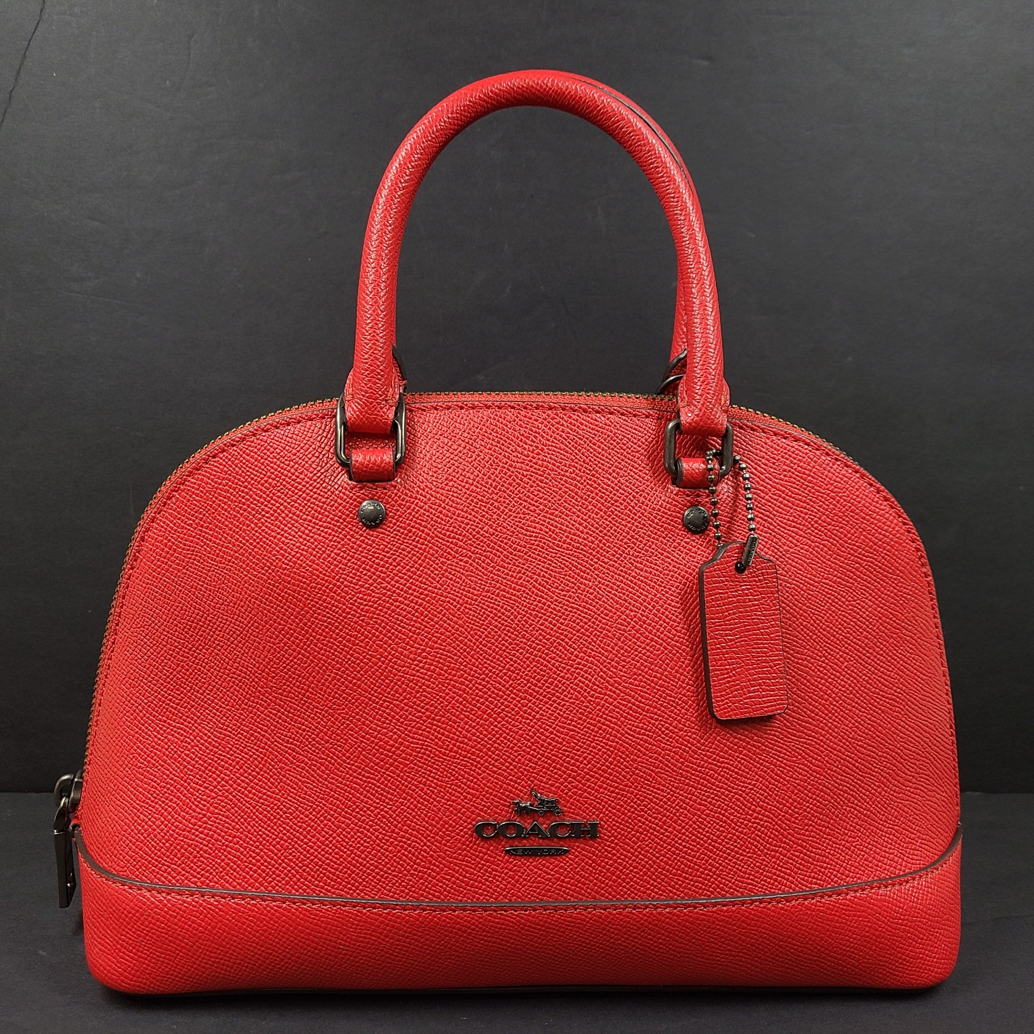 Coach Mini Sierra Satchel Crossgrain Leather Handbag Double Handles Red F27591
