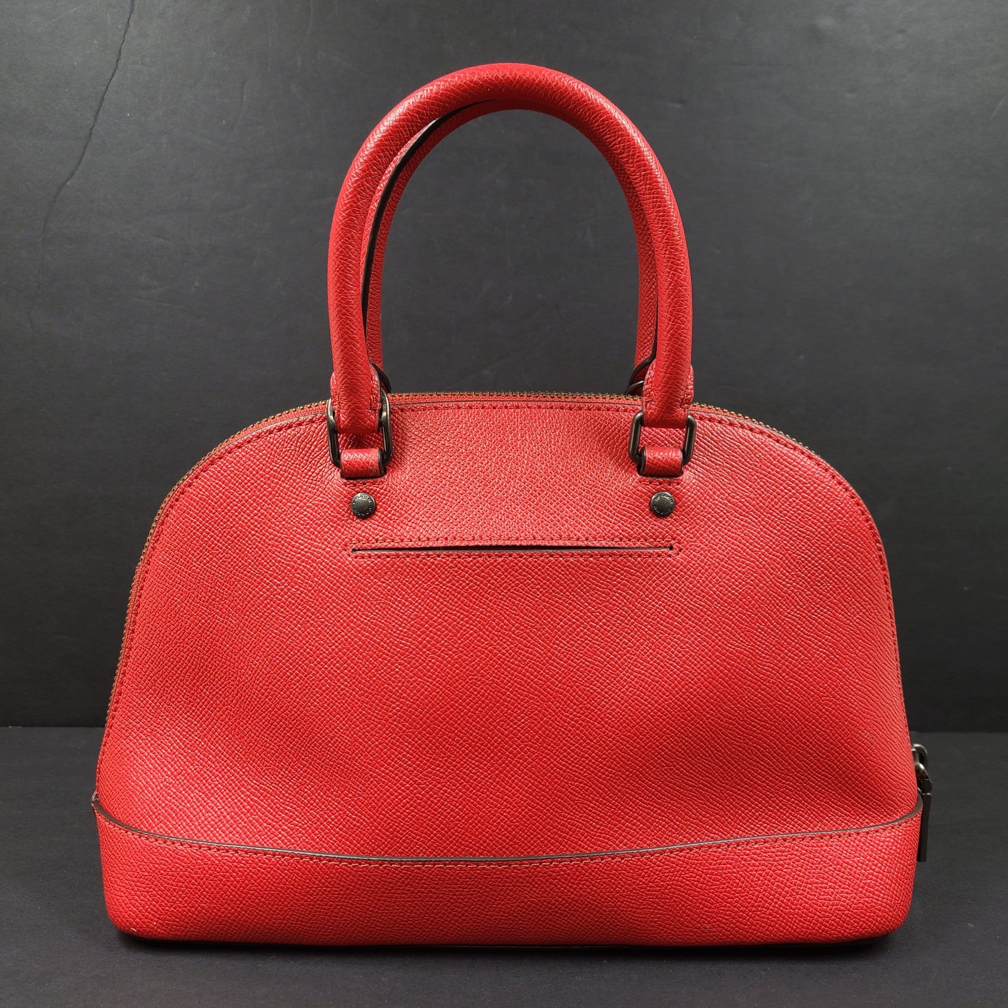 Coach Mini Sierra Satchel Crossgrain Leather Handbag Double Handles Red F27591