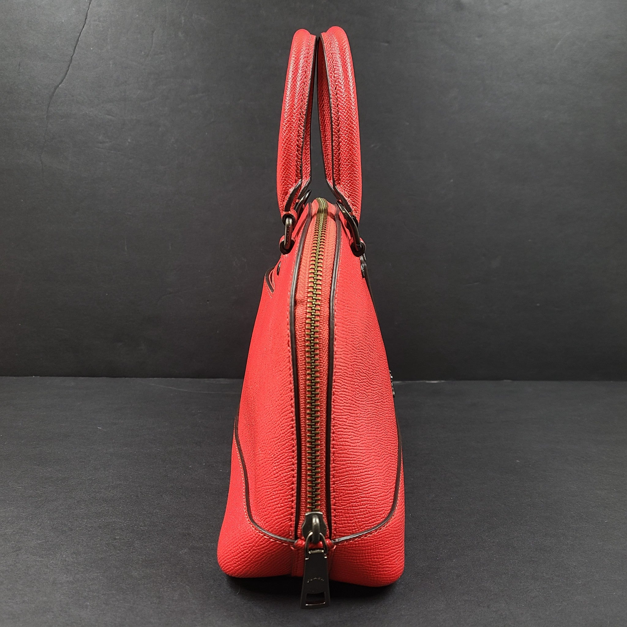 Coach Mini Sierra Satchel Crossgrain Leather Handbag Double Handles Red F27591