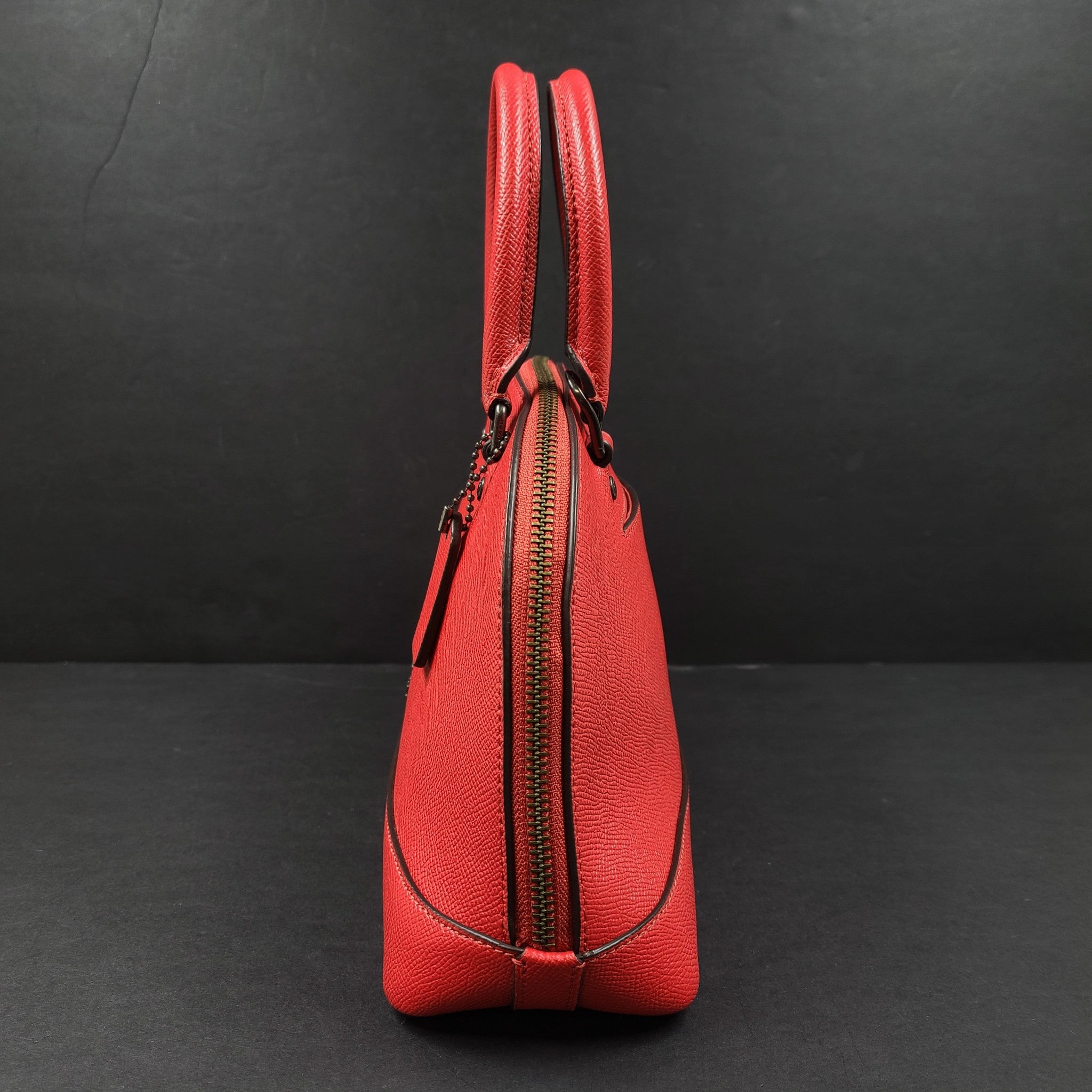 Coach Mini Sierra Satchel Crossgrain Leather Handbag Double Handles Red F27591