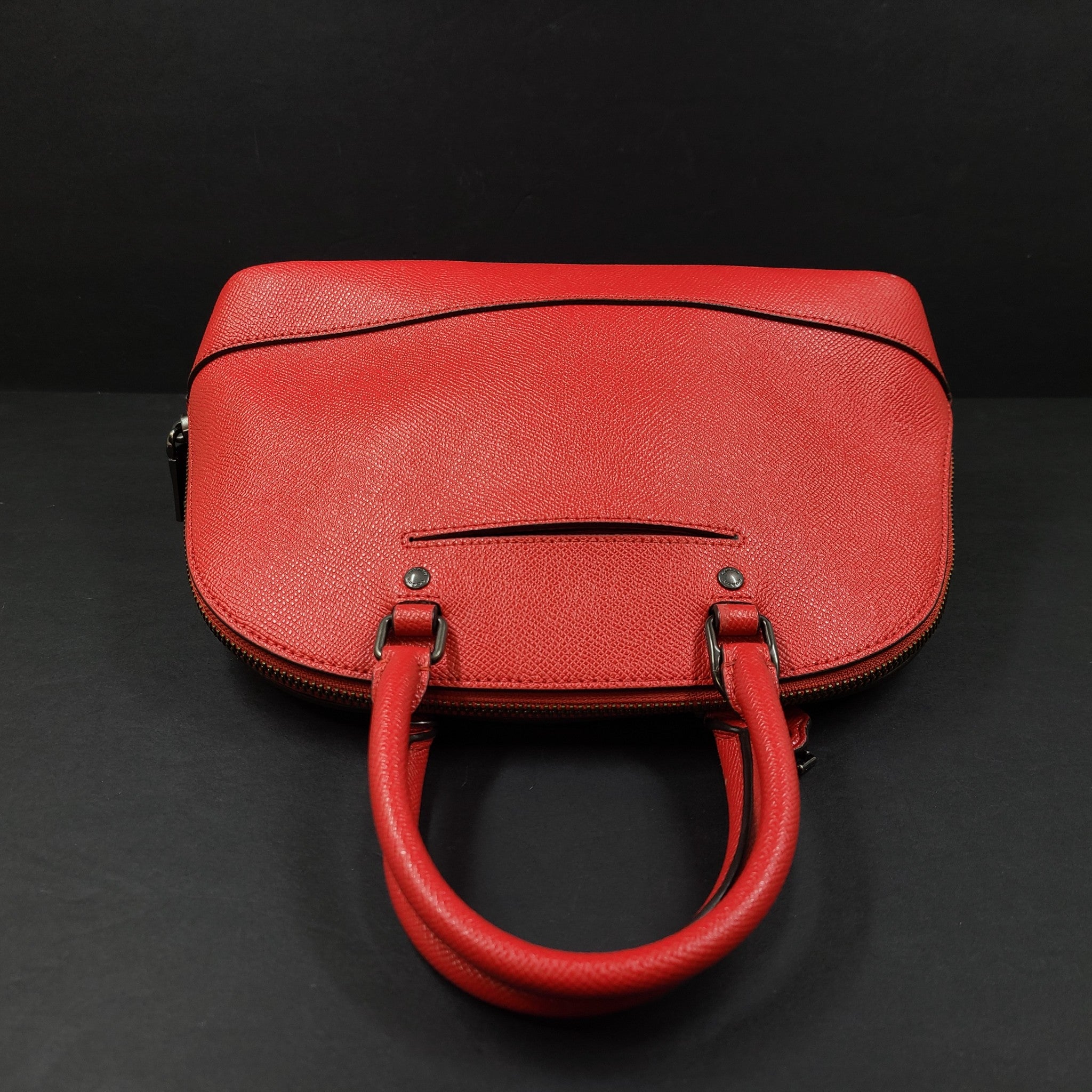 Coach Mini Sierra Satchel Crossgrain Leather Handbag Double Handles Red F27591
