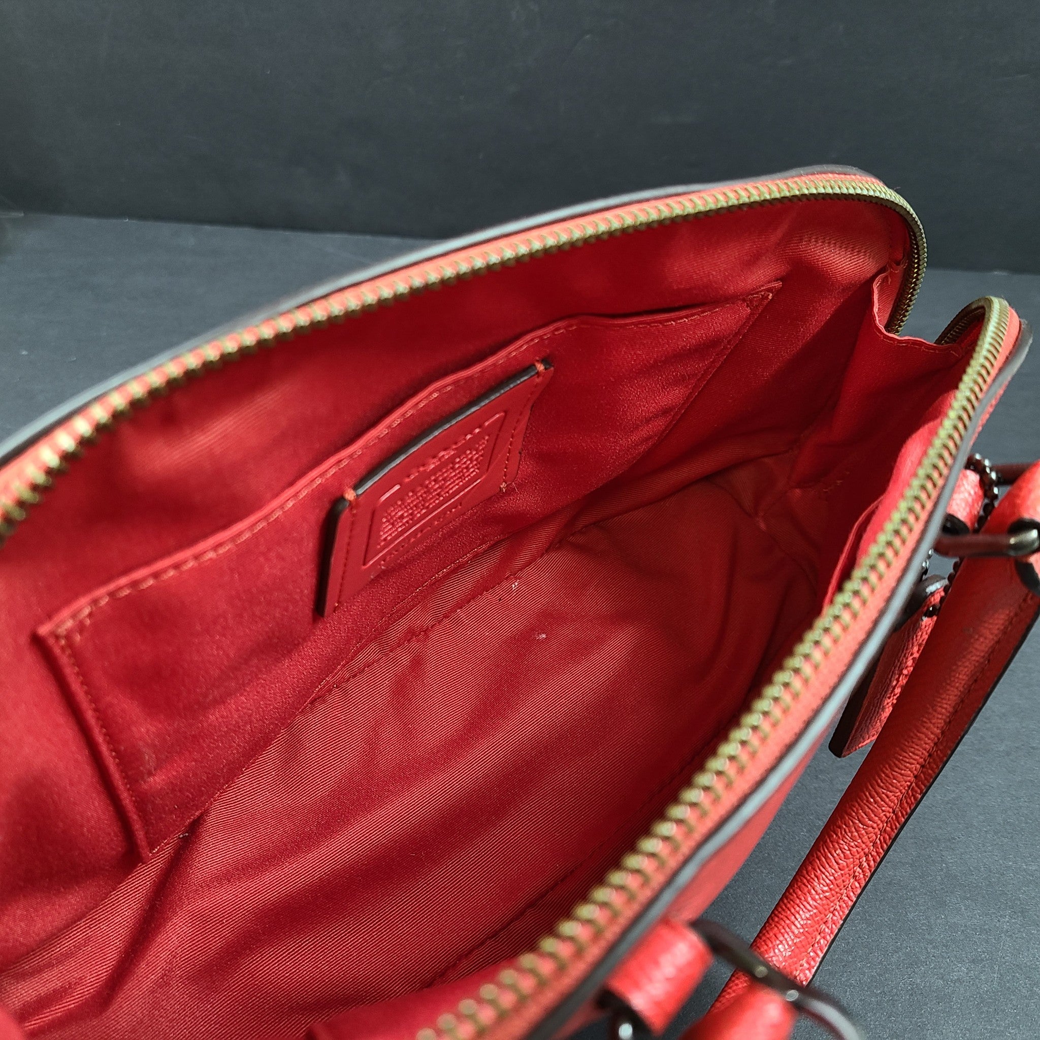 Coach Mini Sierra Satchel Crossgrain Leather Handbag Double Handles Red F27591