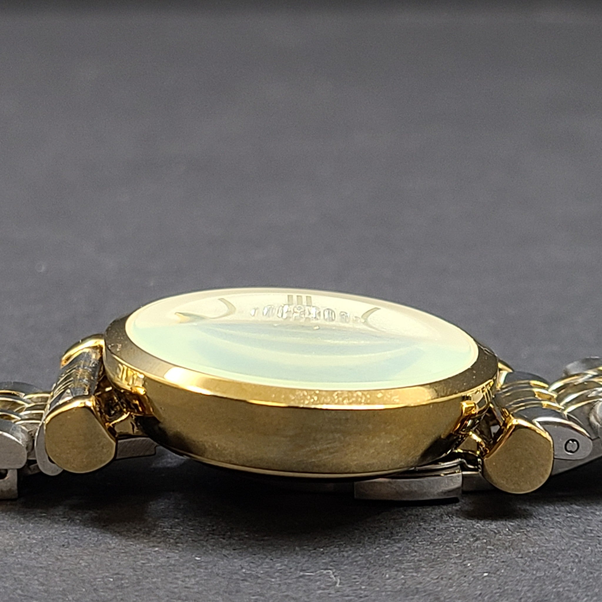 Emporio Armani Women's Gianni T-Bar Watch Gold Silver Tone Crystal Face 5.75"