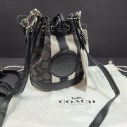 Coach Mini Dempsey Bucket Bag In Silver/Black Smoke Leather Crossbody C8322 NWT