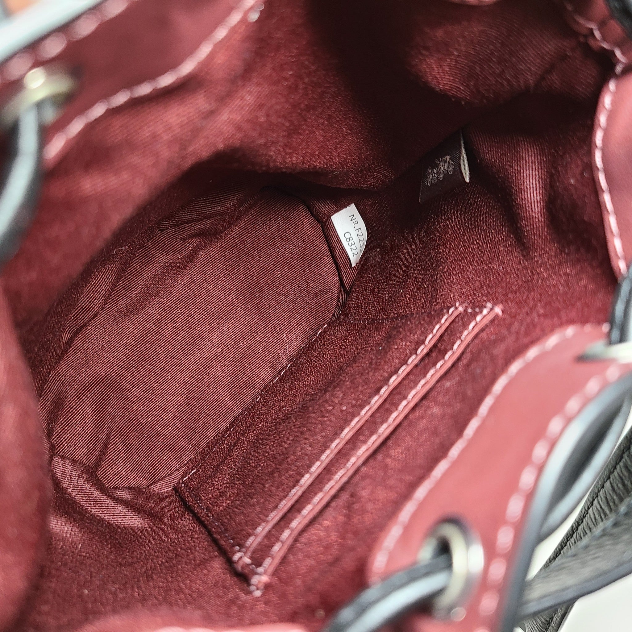 Coach Mini Dempsey Bucket Bag In Silver/Black Smoke Leather Crossbody C8322 NWT