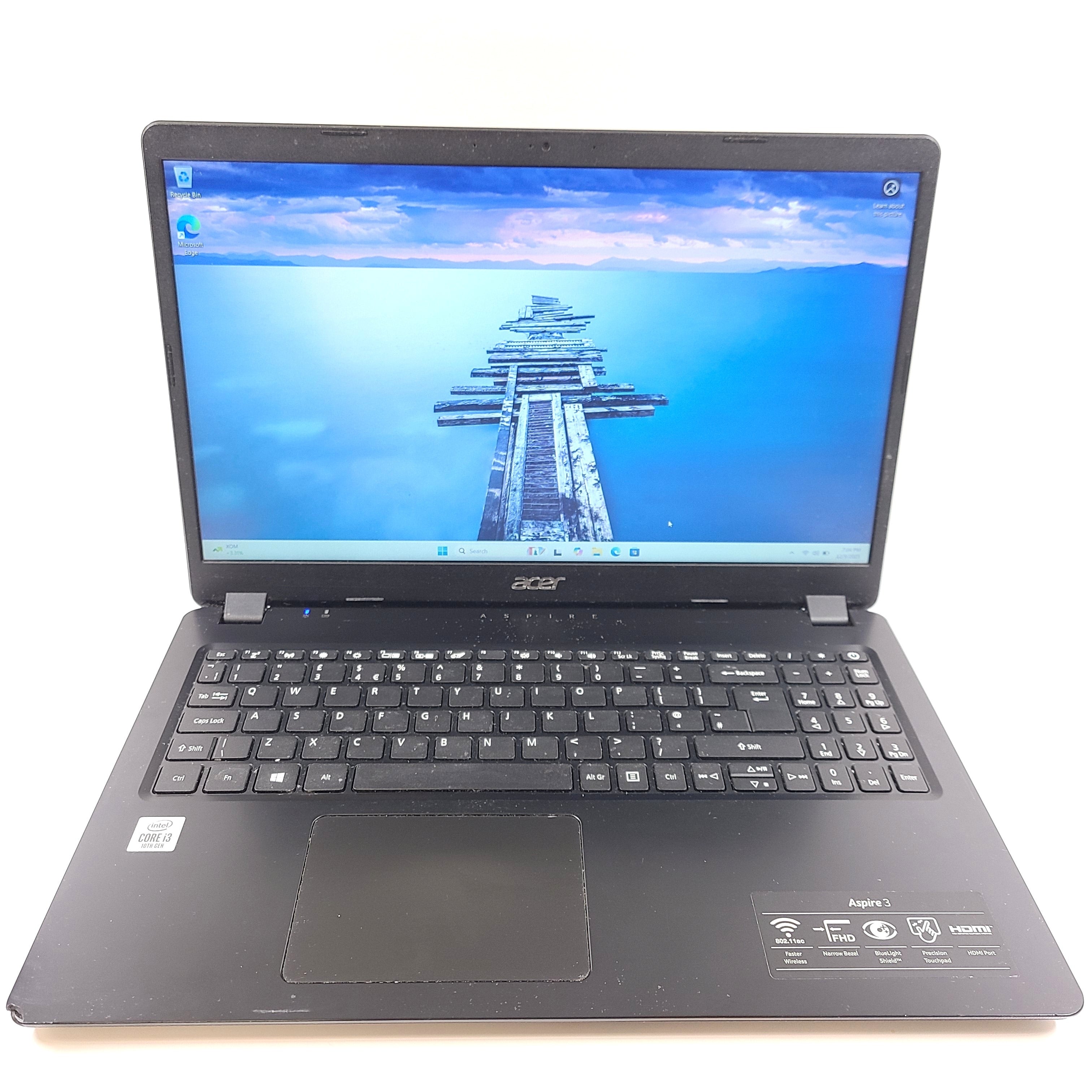 A black Acer Aspire 3 A315-56 laptop with Intel Core i3 processor, 8GB RAM and 128GB SSD.