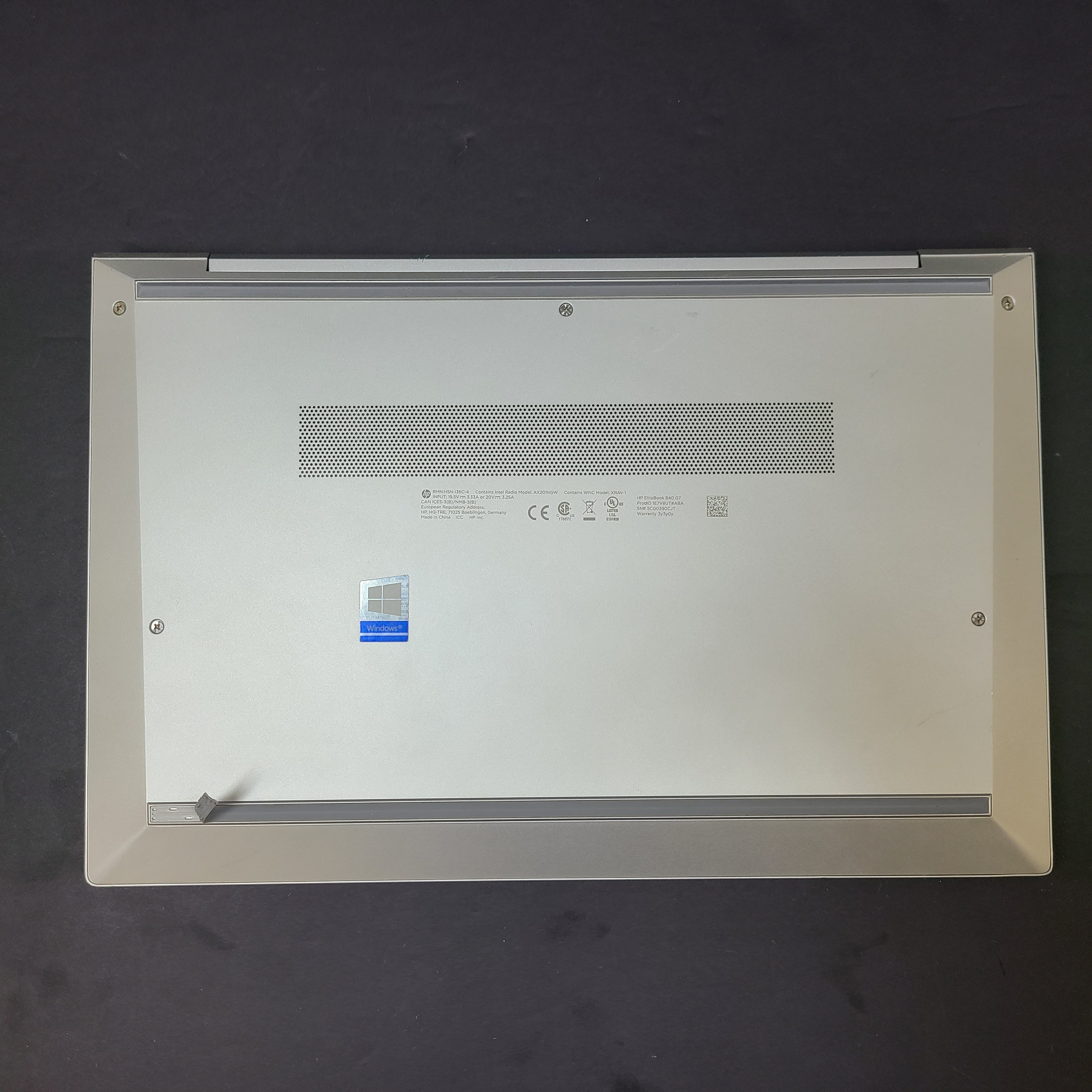 Silver HP EliteBook 840 G7 laptop with Intel Core i5 and 8GB RAM for reliable mobile productivity.