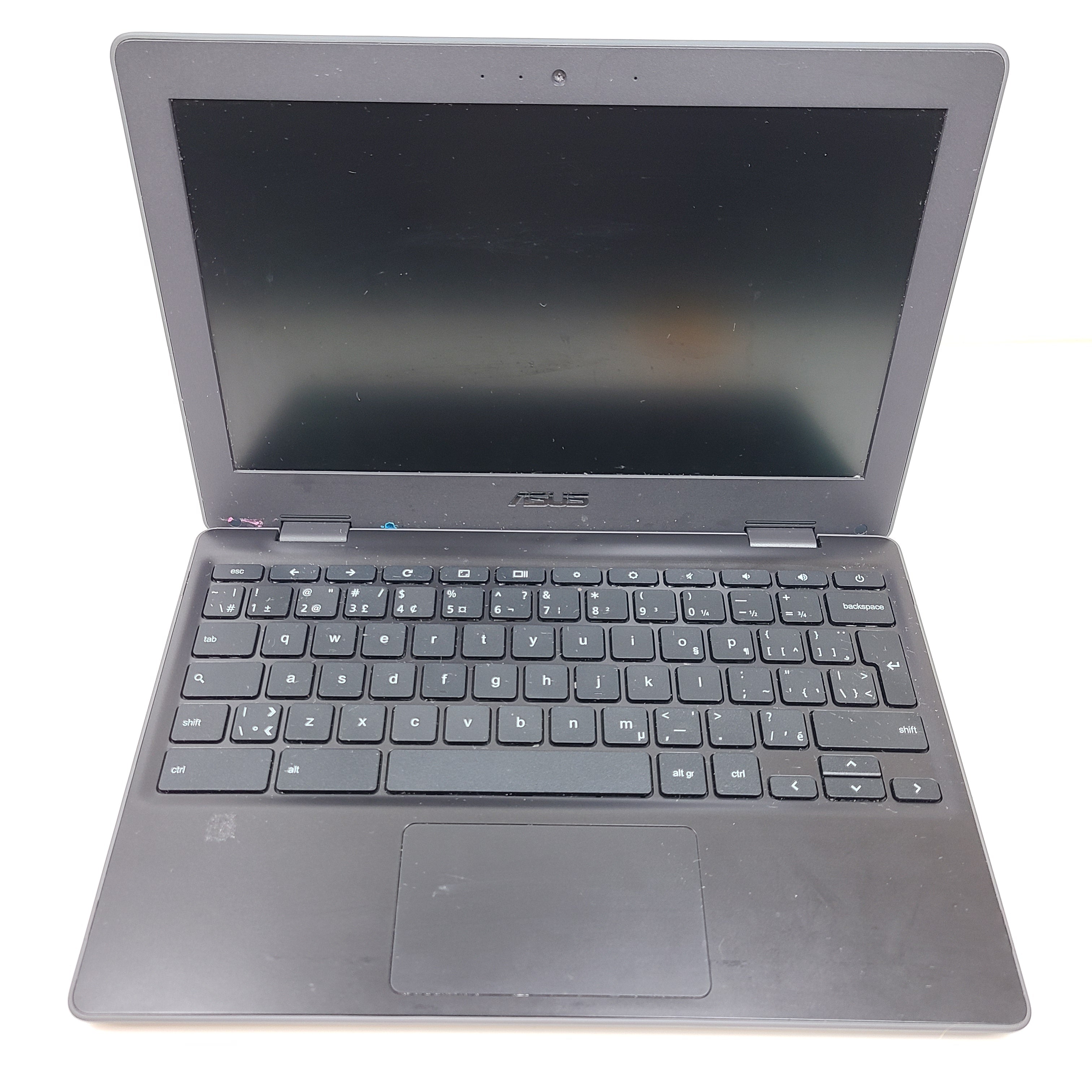 Compact rugged ASUS Chromebook C202SA with 11.6-inch screen, 4GB RAM and 16GB storage in black.