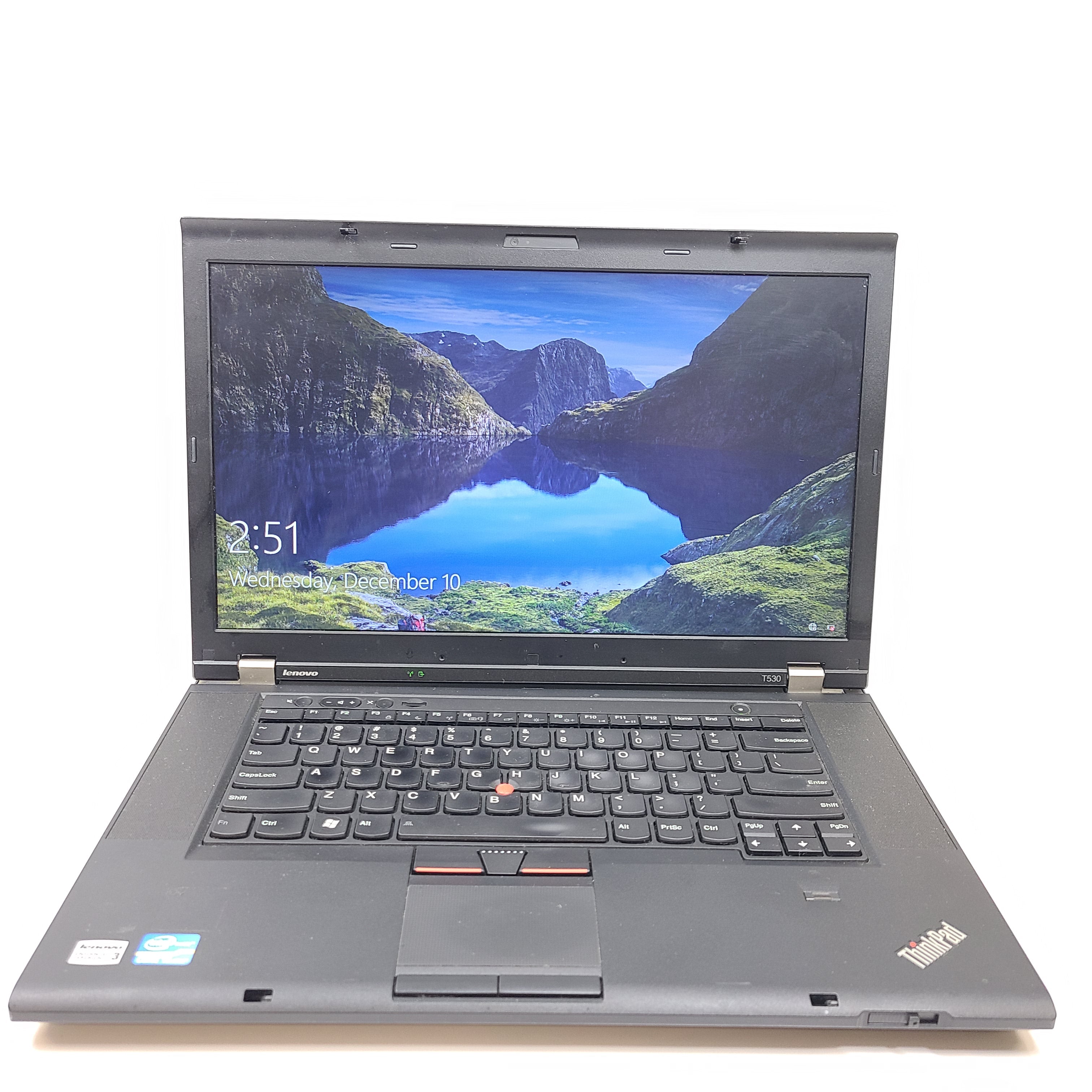 Black Lenovo ThinkPad T530 laptop with Intel Core i5-3320M and 12GB RAM built for reliable daily productivity.