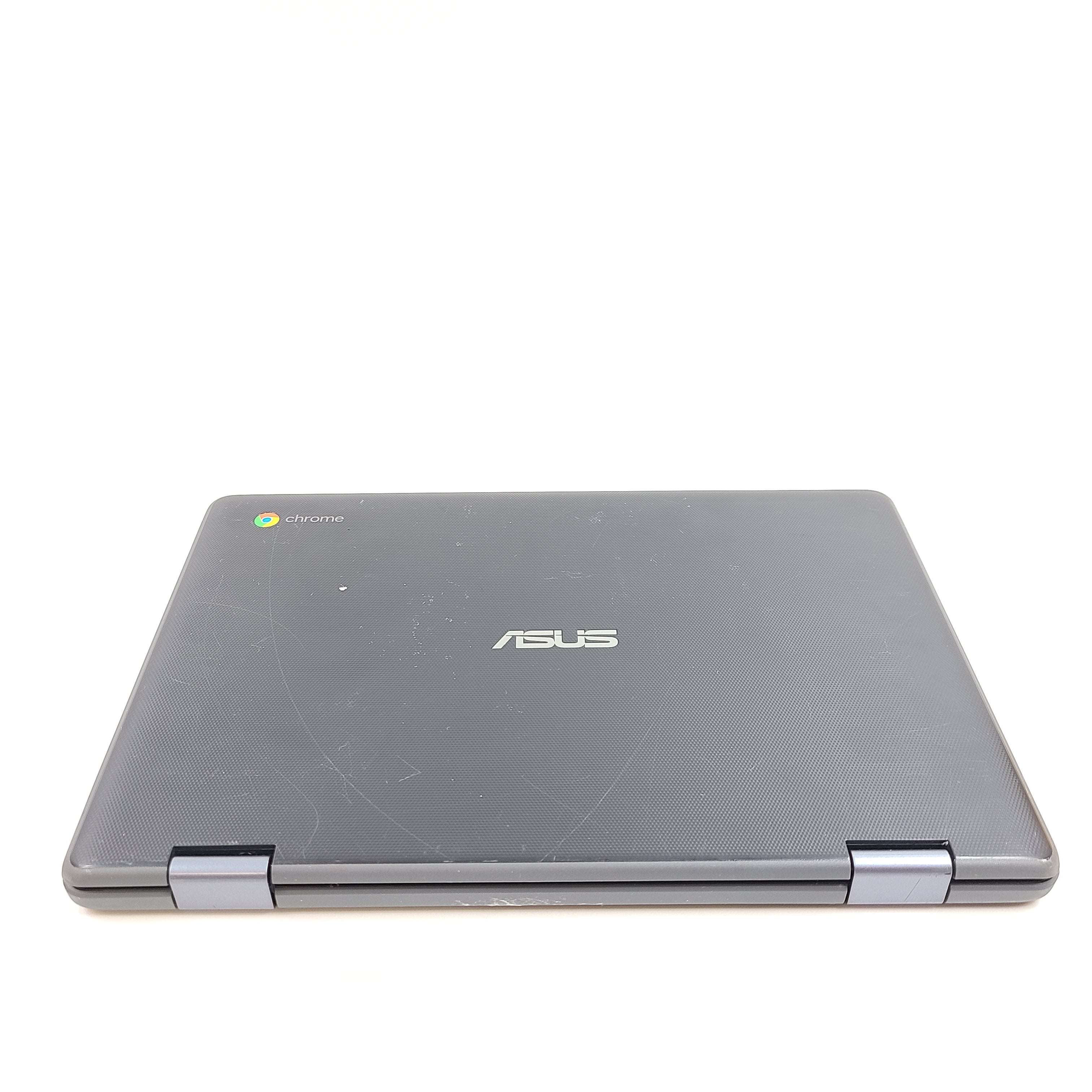 Black ASUS Chromebook C204EE with an 11.6-inch HD display, durable chassis, and streamlined Chrome OS performance.