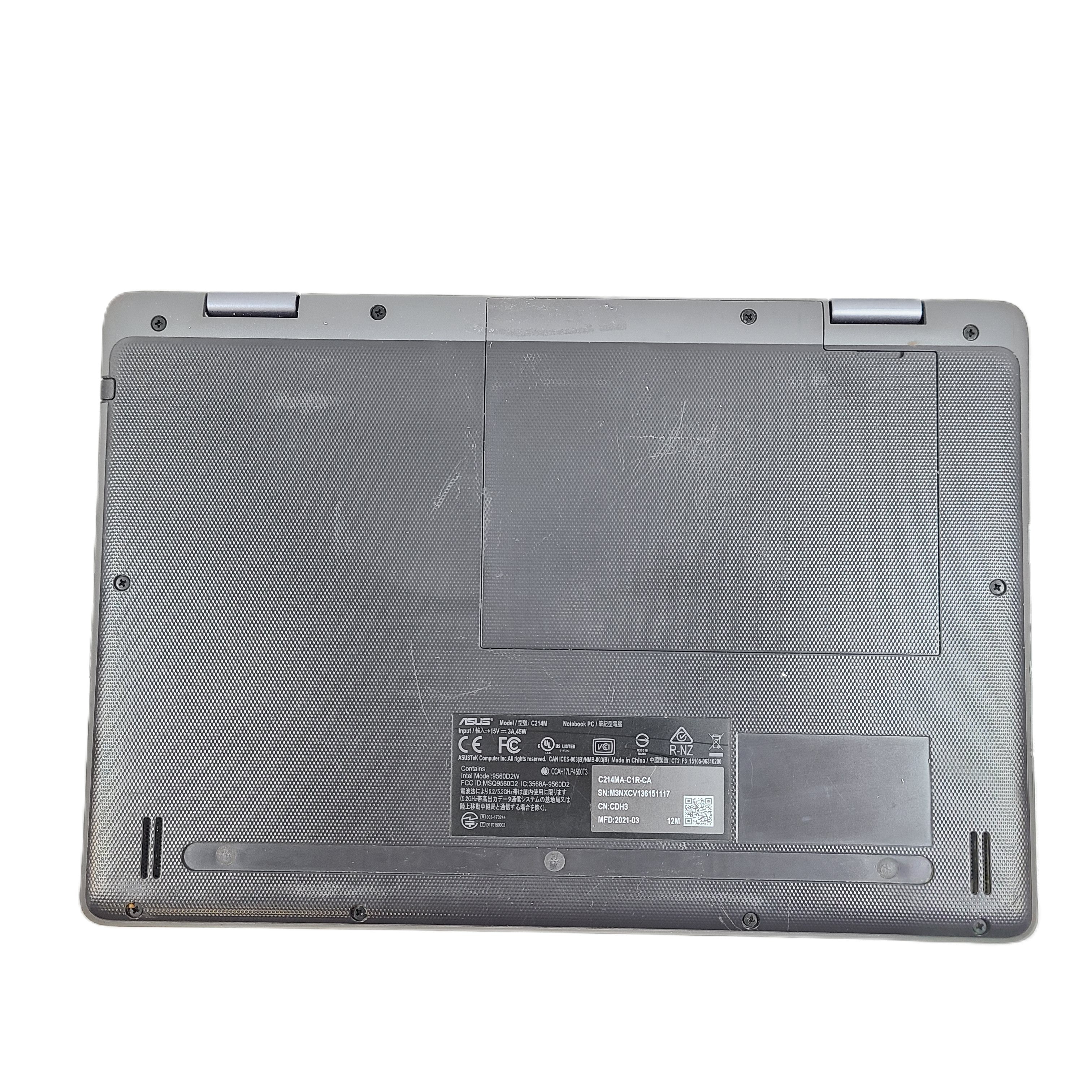 Black ASUS Chromebook C204EE with an 11.6-inch HD display, durable chassis, and streamlined Chrome OS performance.