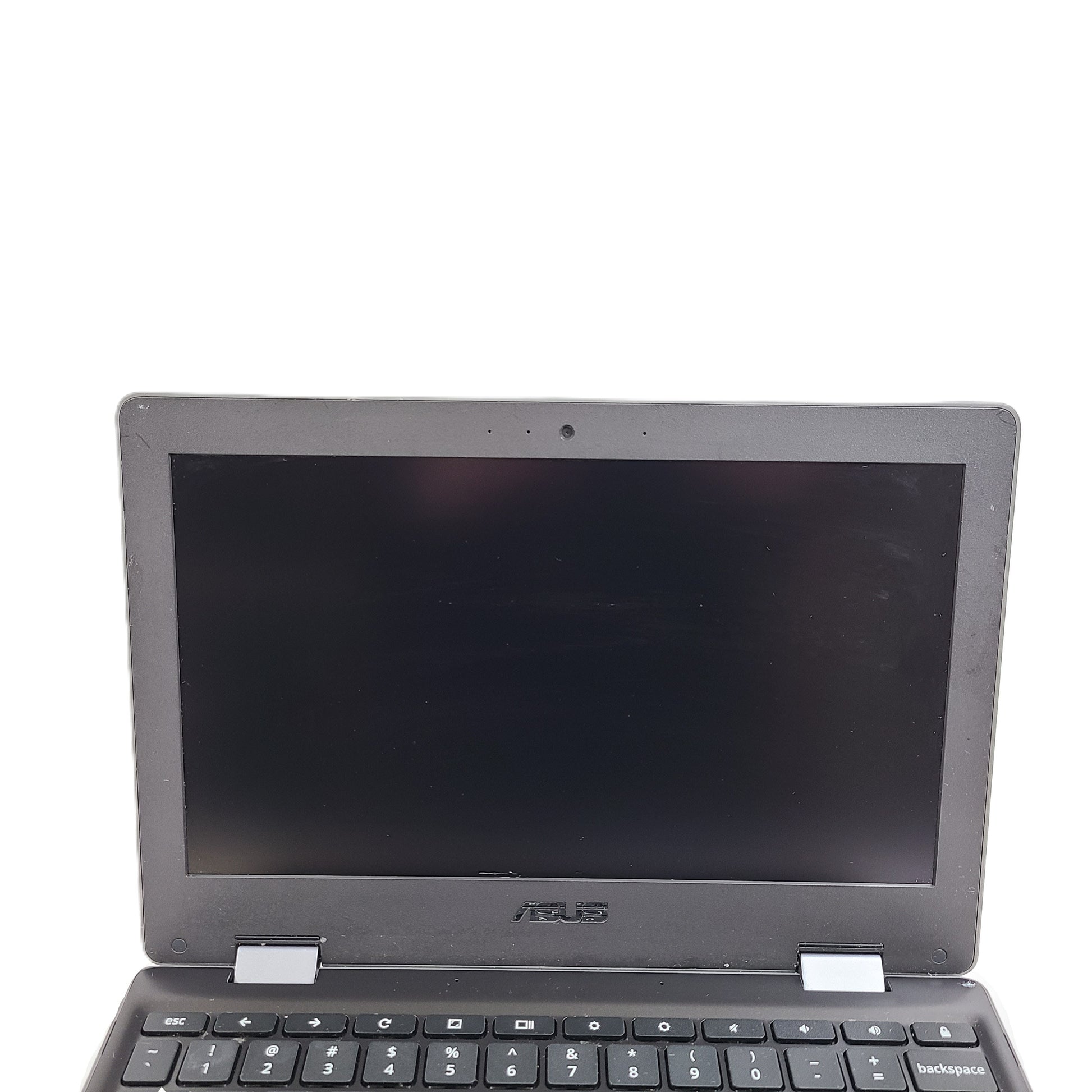 Black ASUS Chromebook C204EE with an 11.6-inch HD display, durable chassis, and streamlined Chrome OS performance.
