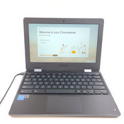 Black ASUS Chromebook C204EE with an 11.6-inch HD display, durable chassis, and streamlined Chrome OS performance.