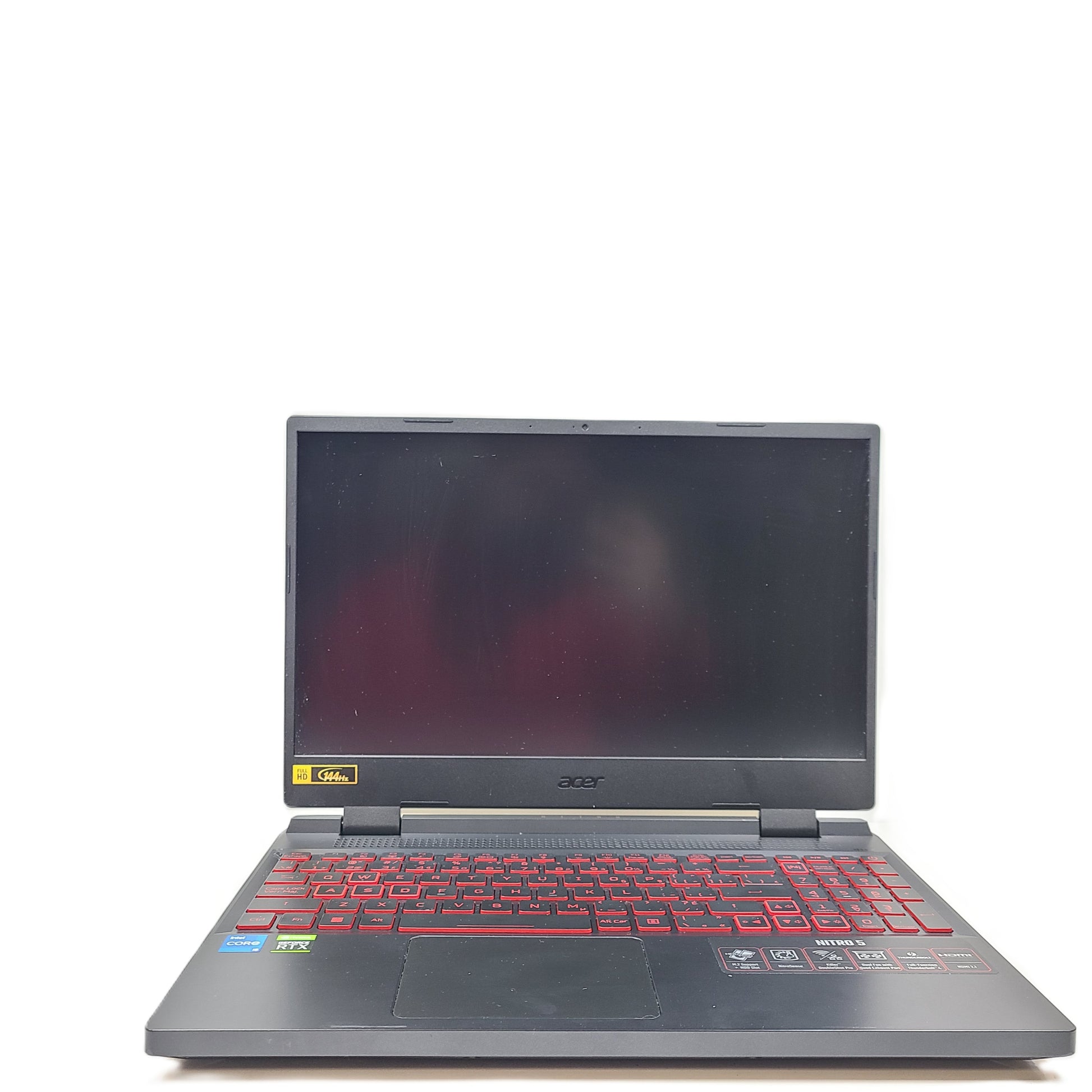 Black Acer Nitro 5 gaming laptop with 8GB RAM and Intel Core i5 12th Gen.