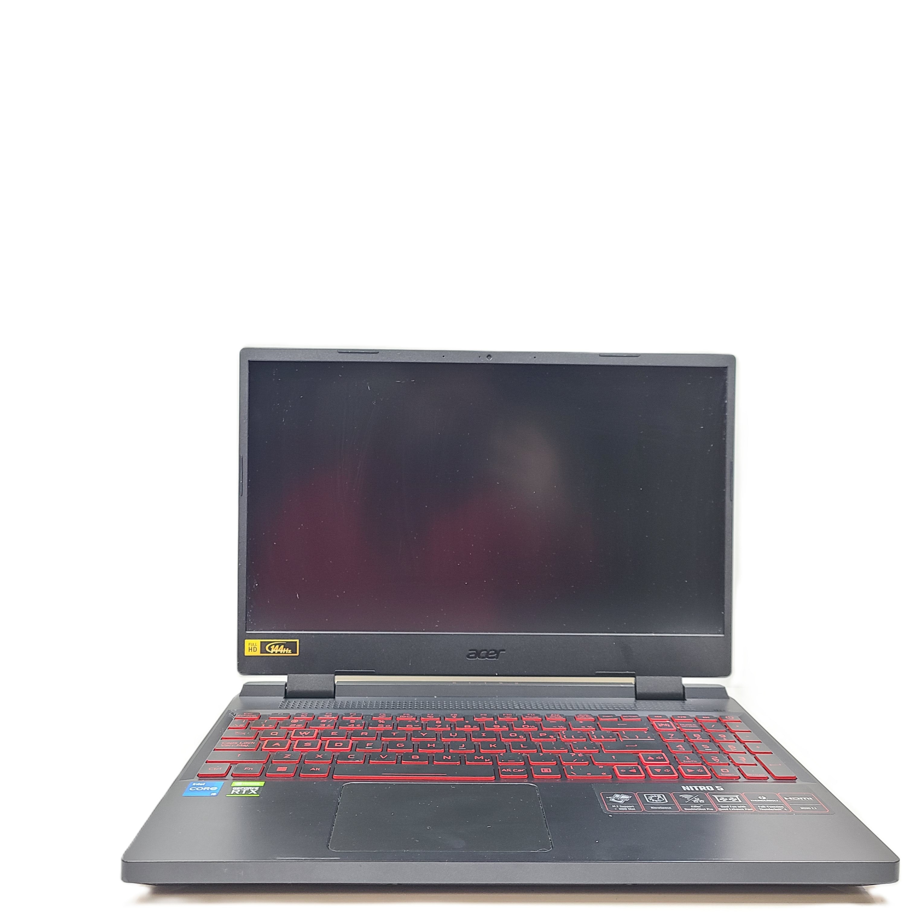 Black Acer Nitro 5 gaming laptop with 8GB RAM and Intel Core i5 12th Gen.