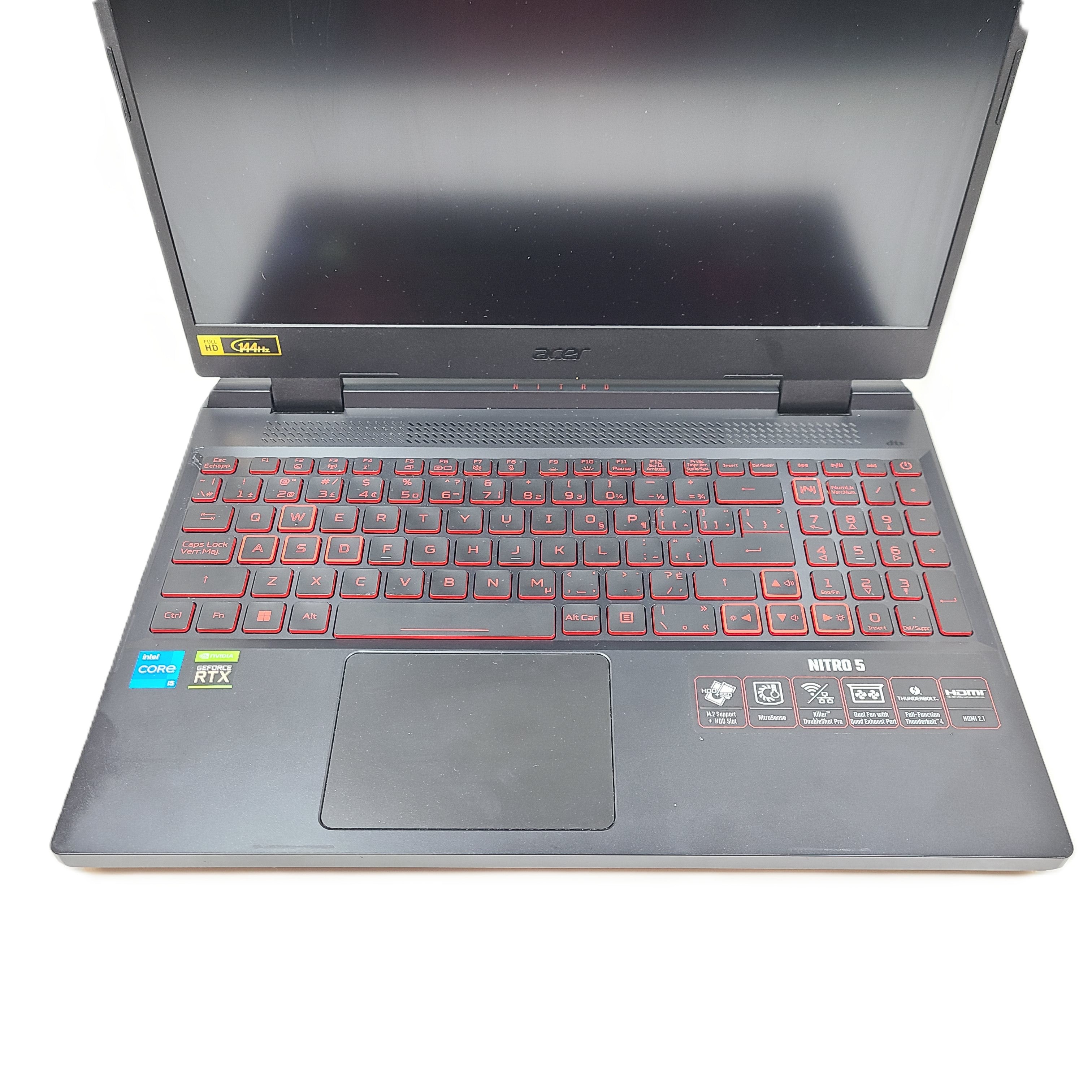 Black Acer Nitro 5 gaming laptop with 8GB RAM and Intel Core i5 12th Gen.