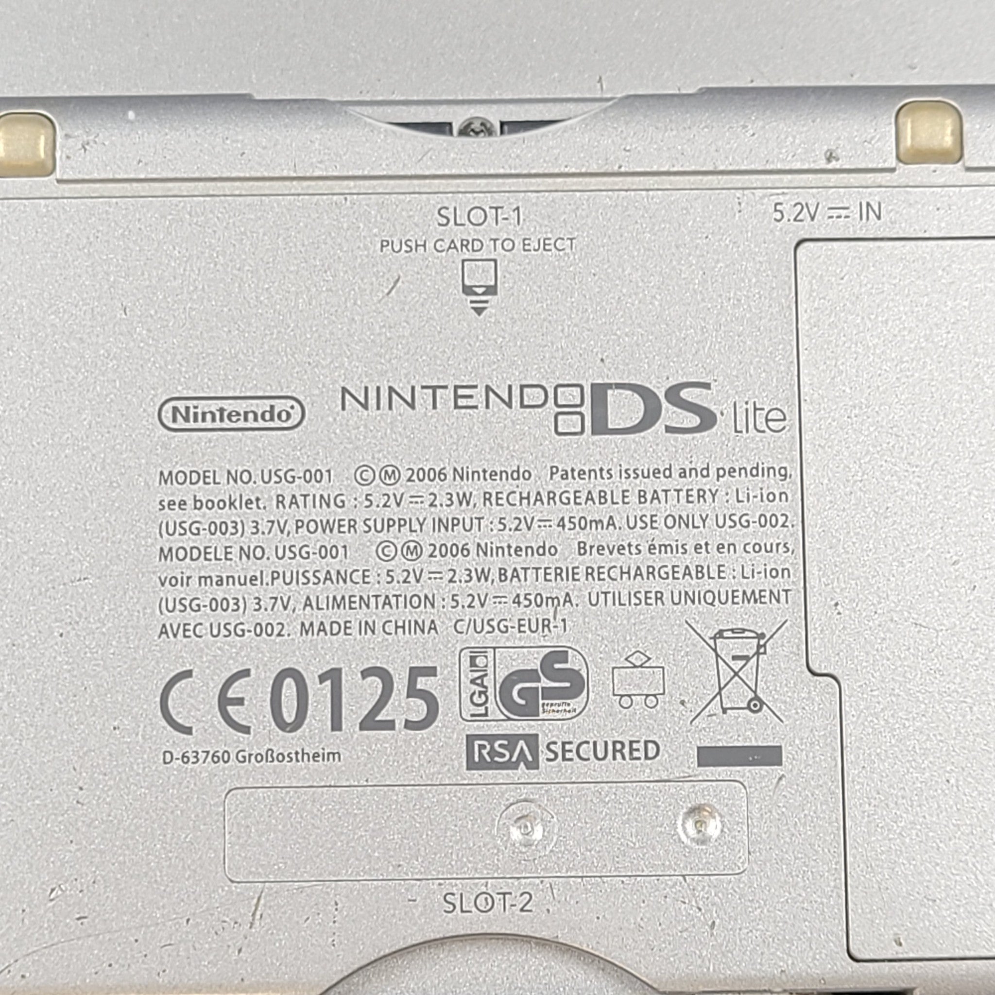 Nintendo DS lite USG-001 Handheld Gaming System Console - Gray - READ