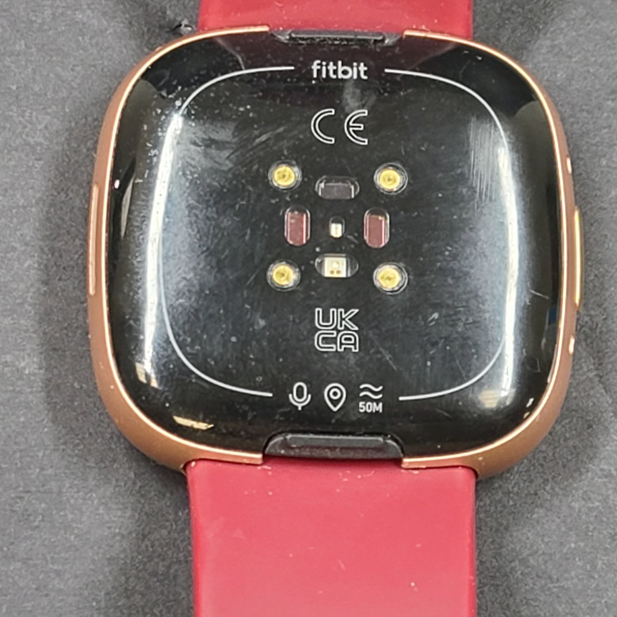 Fitbit Versa 4 FB523 Fitness Activity Tracker Watch Rose Gold Red Band GRADE B-