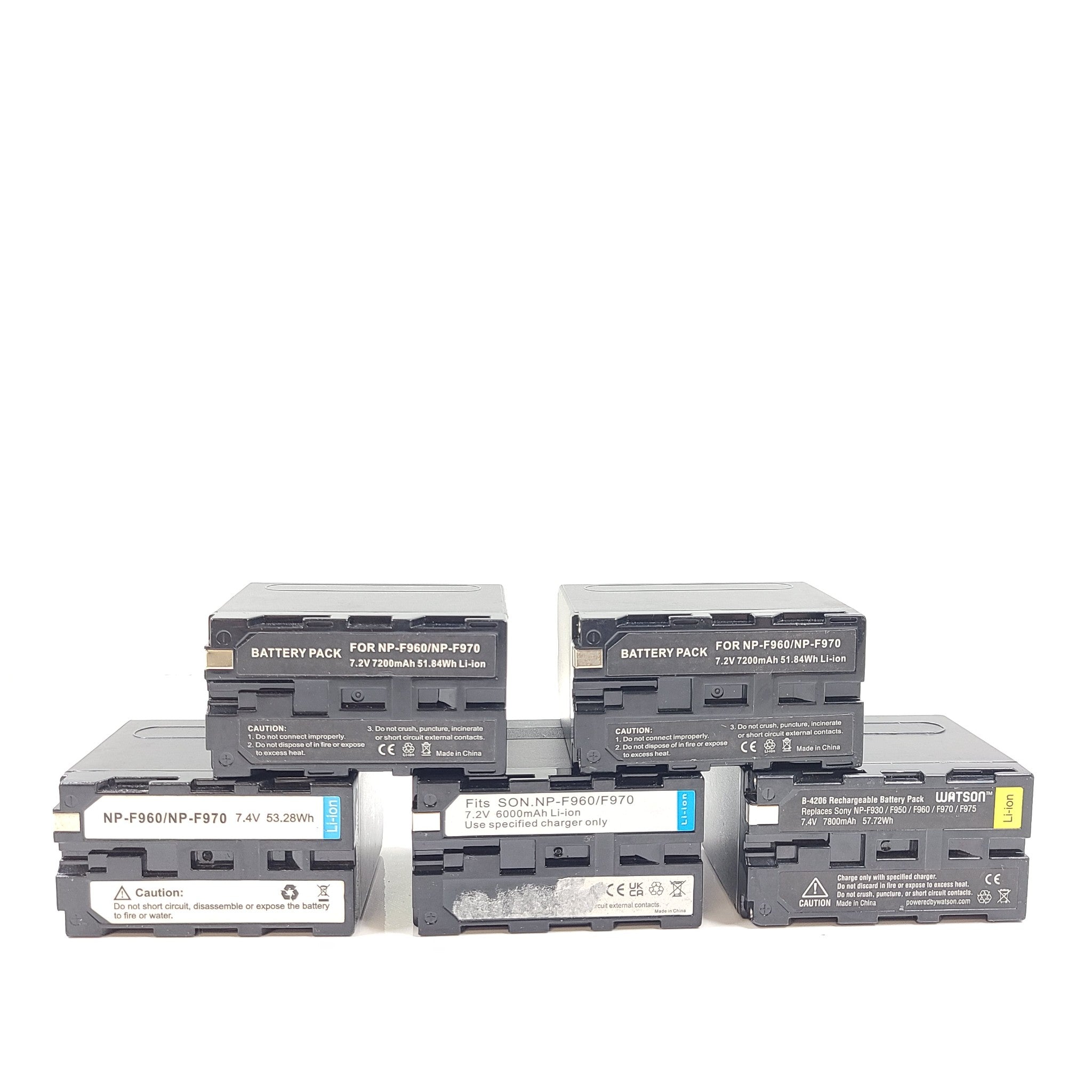 Lot of 5 Replacement Battery Compatible NP-F960 NP-F970 7.4V