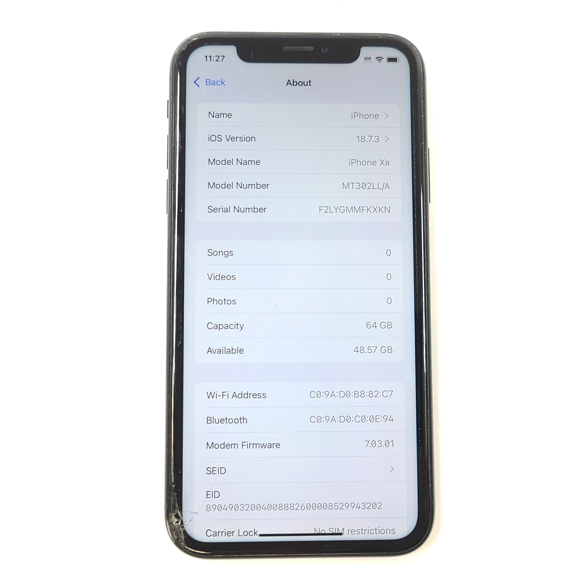 Apple iPhone XR - 64GB - Black (Unlocked) A1984 iOS Smartphone GRADE C