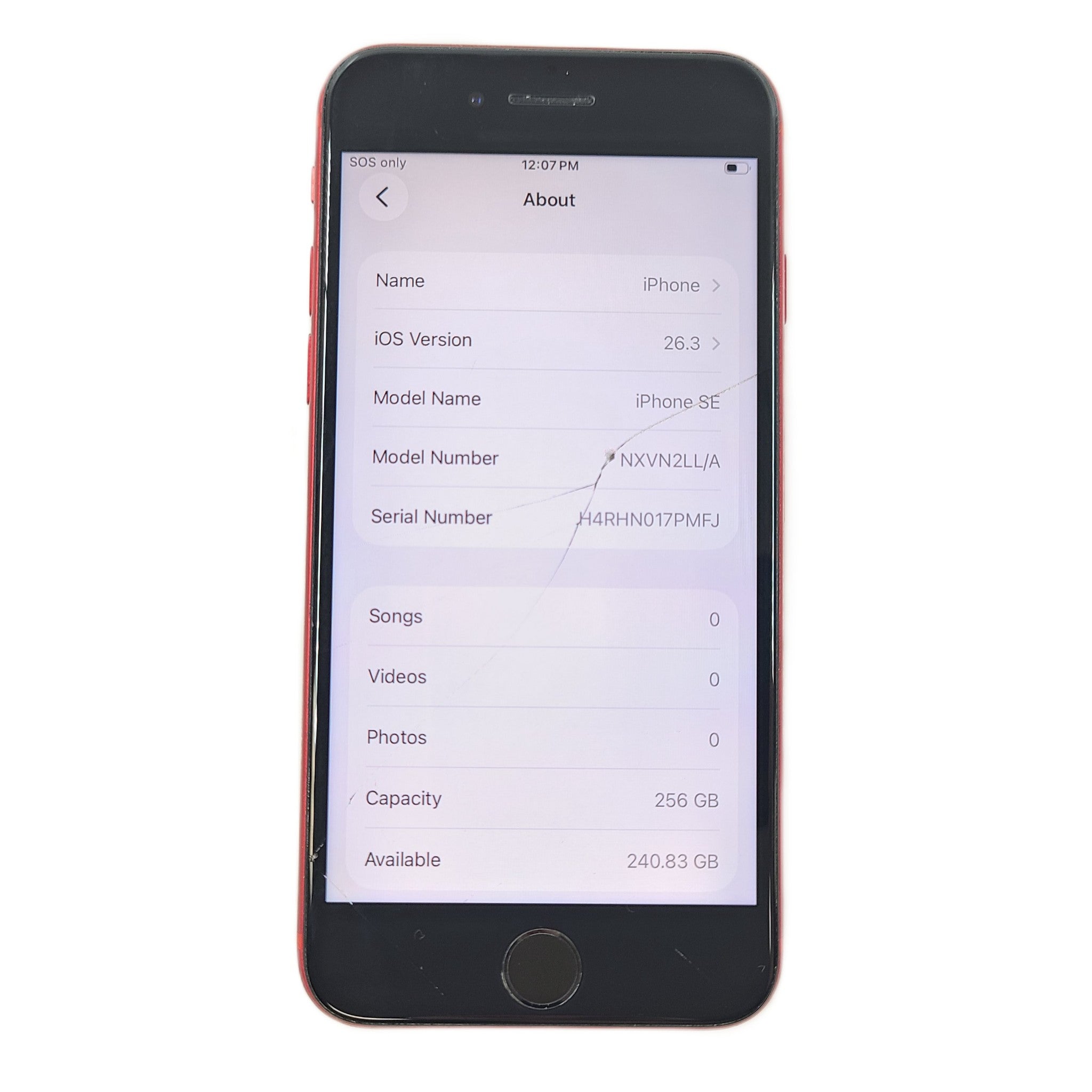 Apple iPhone SE 2 (2020) A2275 256GB Product Red (Unlocked) iOS Smartphone READ