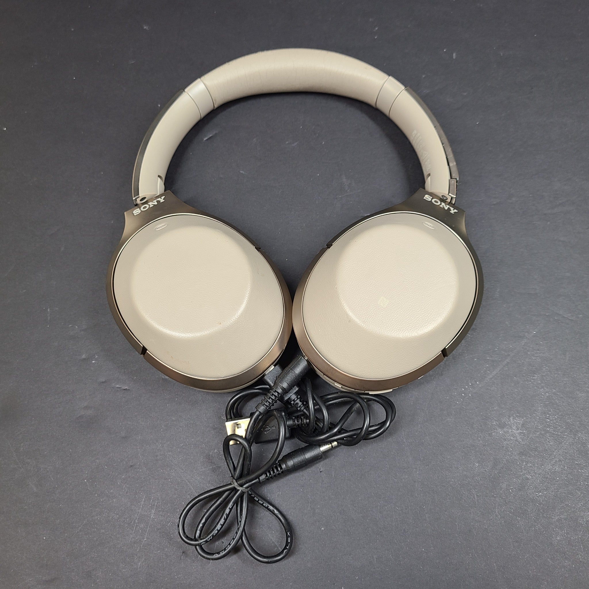 Sony MDR-1000X Beige Wireless Bluetooth Noise-Cancelling Headphones - READ