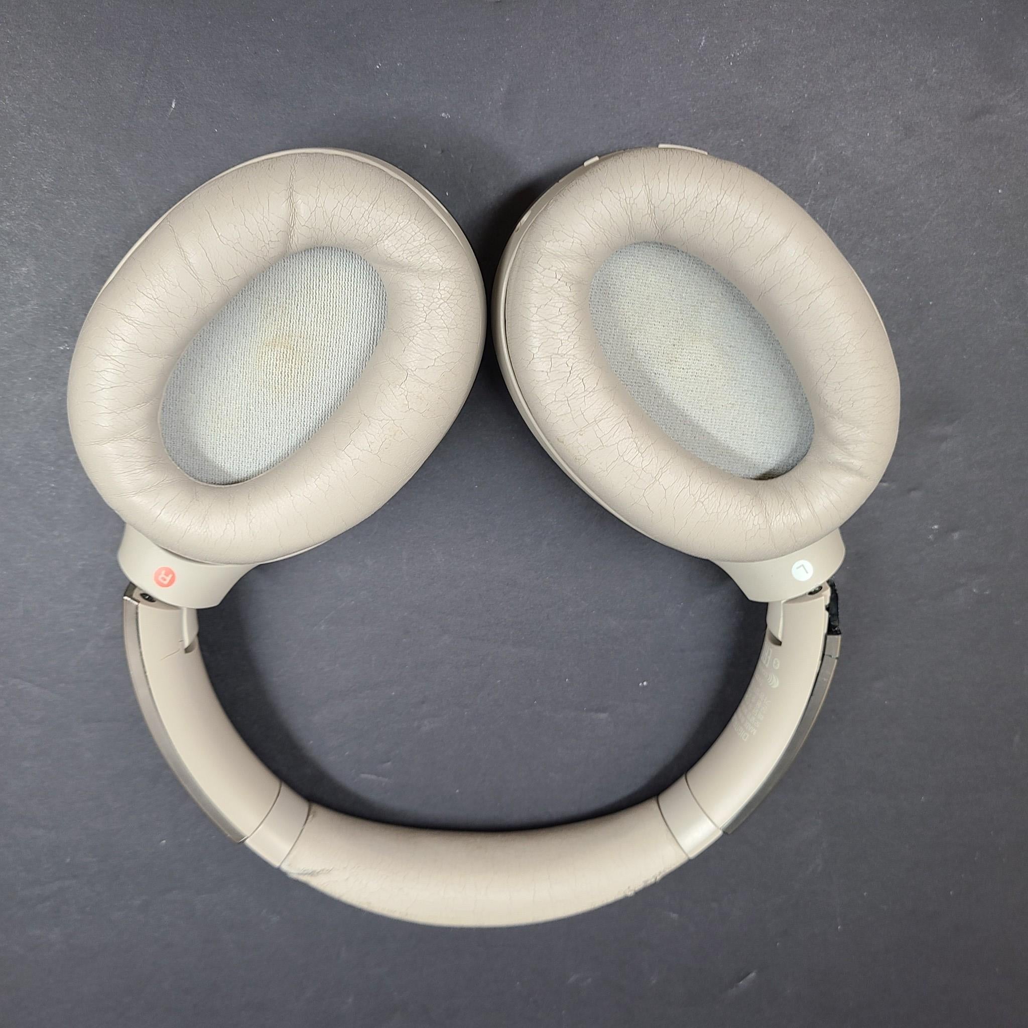 Sony MDR-1000X Beige Wireless Bluetooth Noise-Cancelling Headphones - READ
