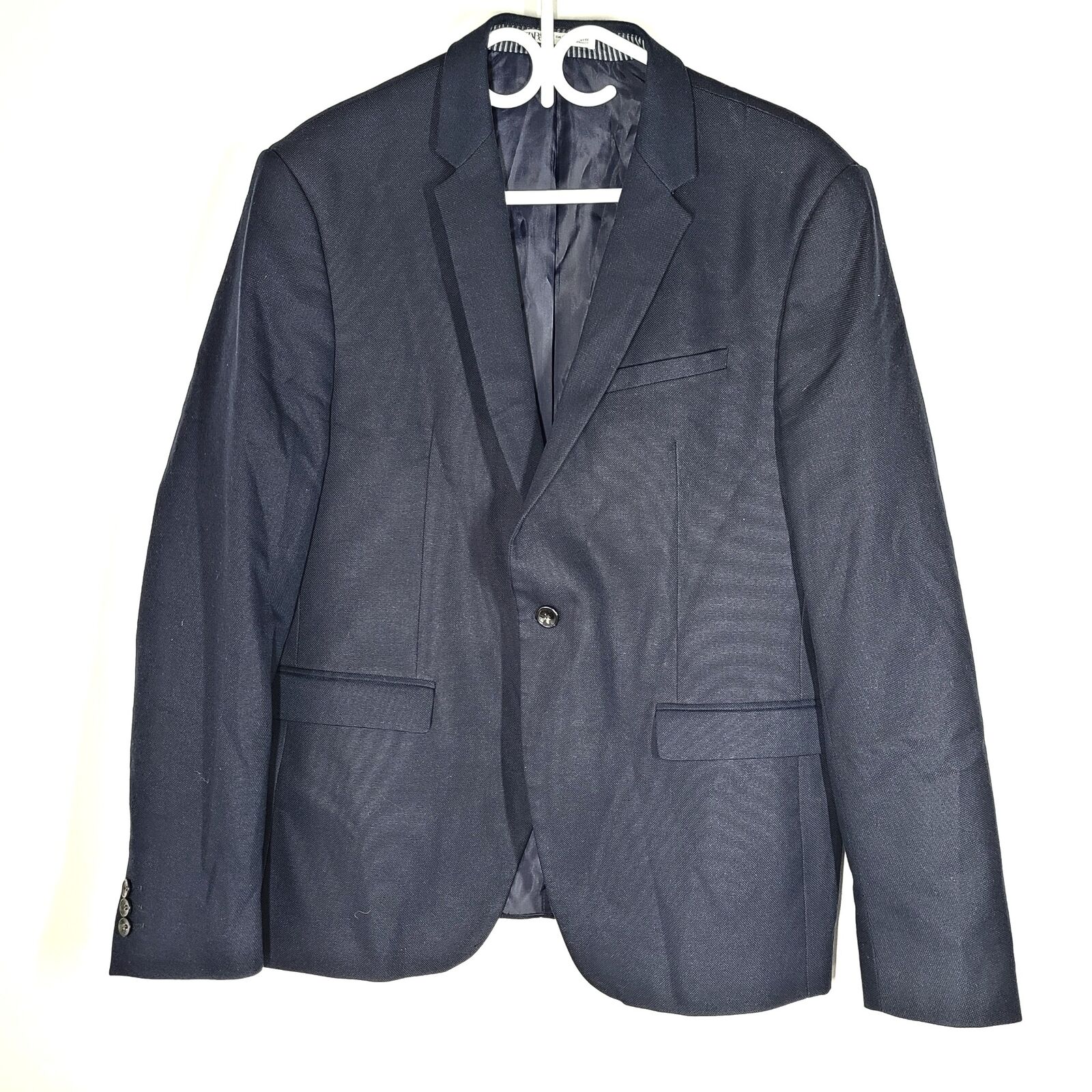 Zara Textured Suit Jacket Blazer  Comfort Cool 9912/700/401 Navy Blue US 46