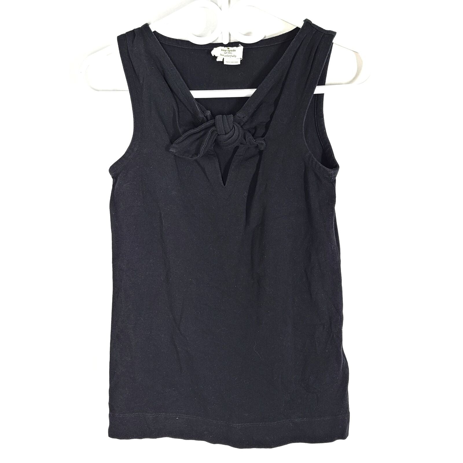 Kate Spade Pomona Bow Front Tank Top Black Sz XS