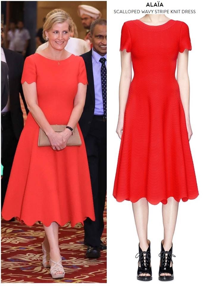 $3k Alaïa Ondes Jersey Scalloped Midi Dress Wave Stripe Low Back Red US 10
