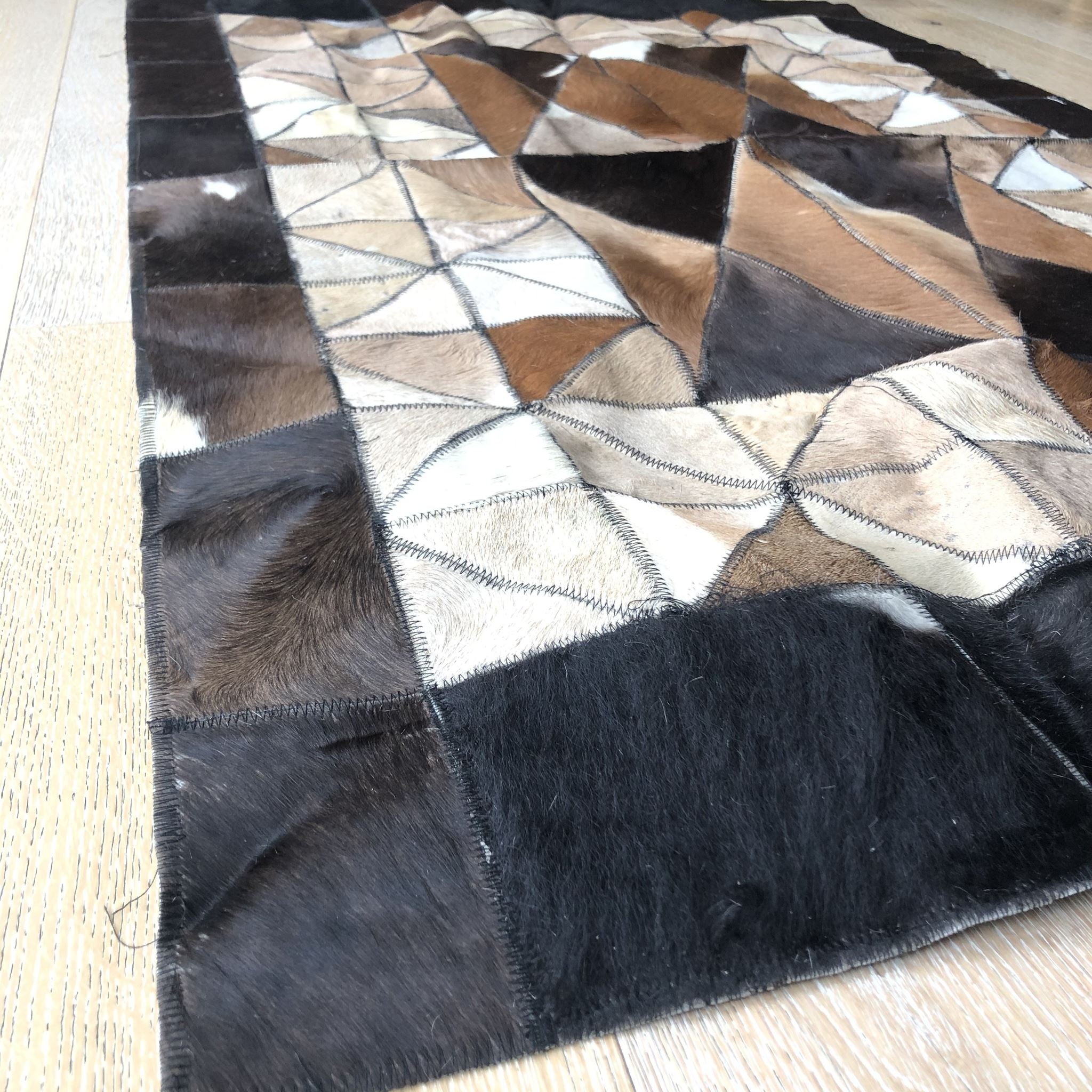 Cowhide Rug 56" x 36" Patchwork Cowskin Leather Carpet Brown