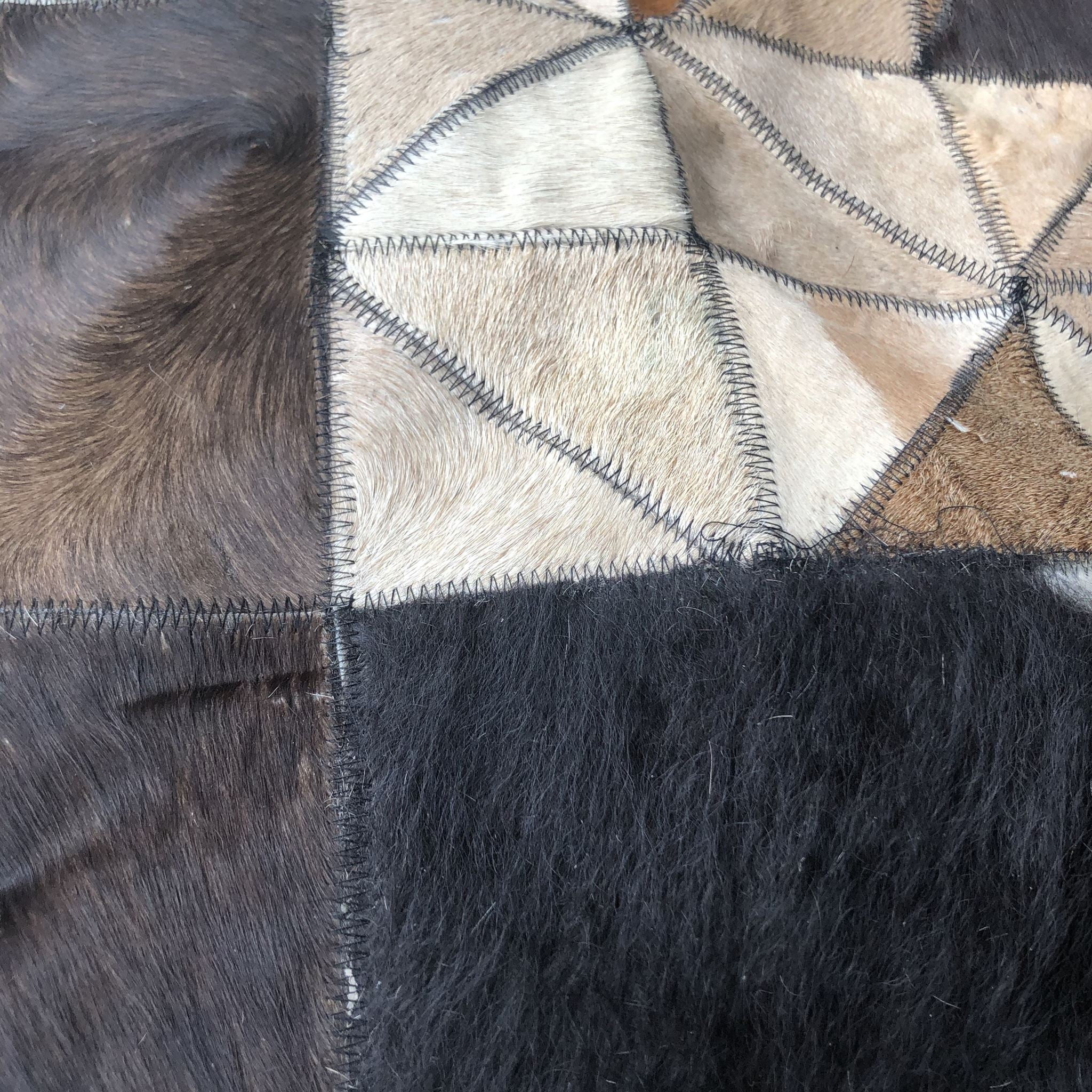 Cowhide Rug 56" x 36" Patchwork Cowskin Leather Carpet Brown