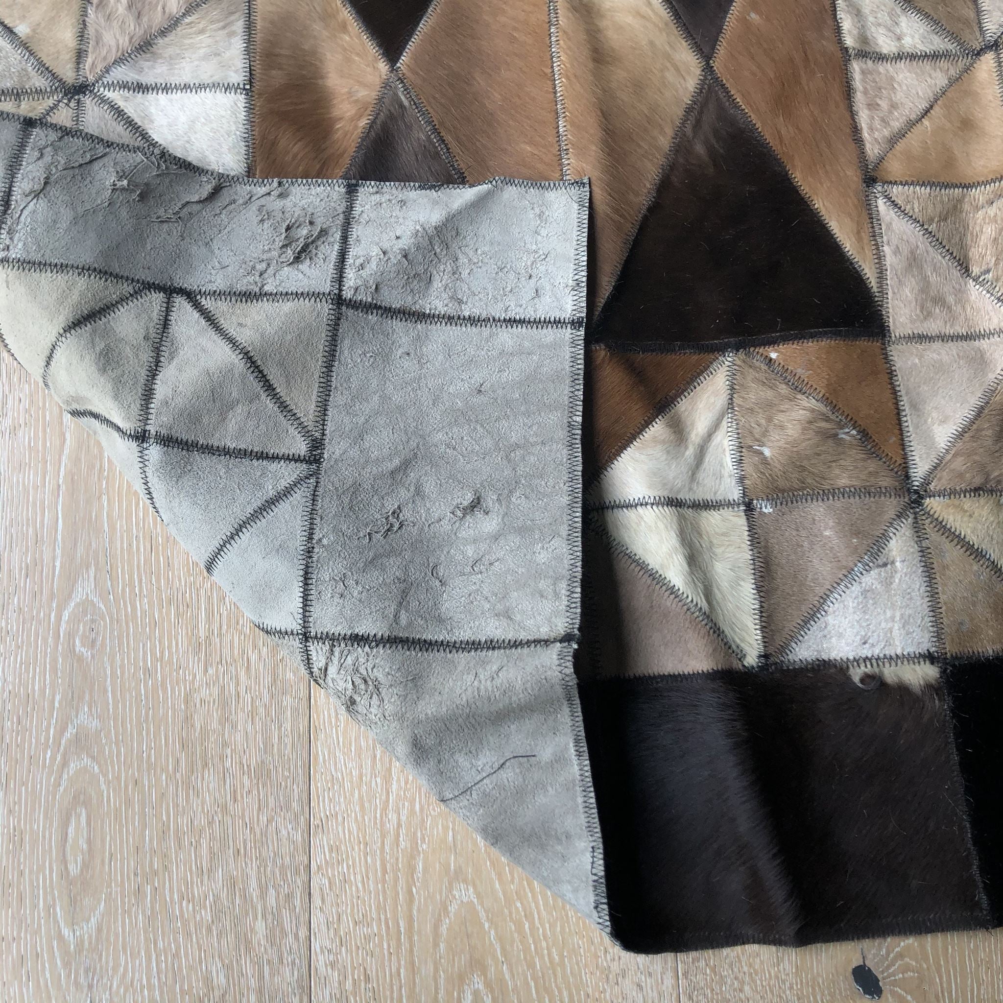 Cowhide Rug 56" x 36" Patchwork Cowskin Leather Carpet Brown