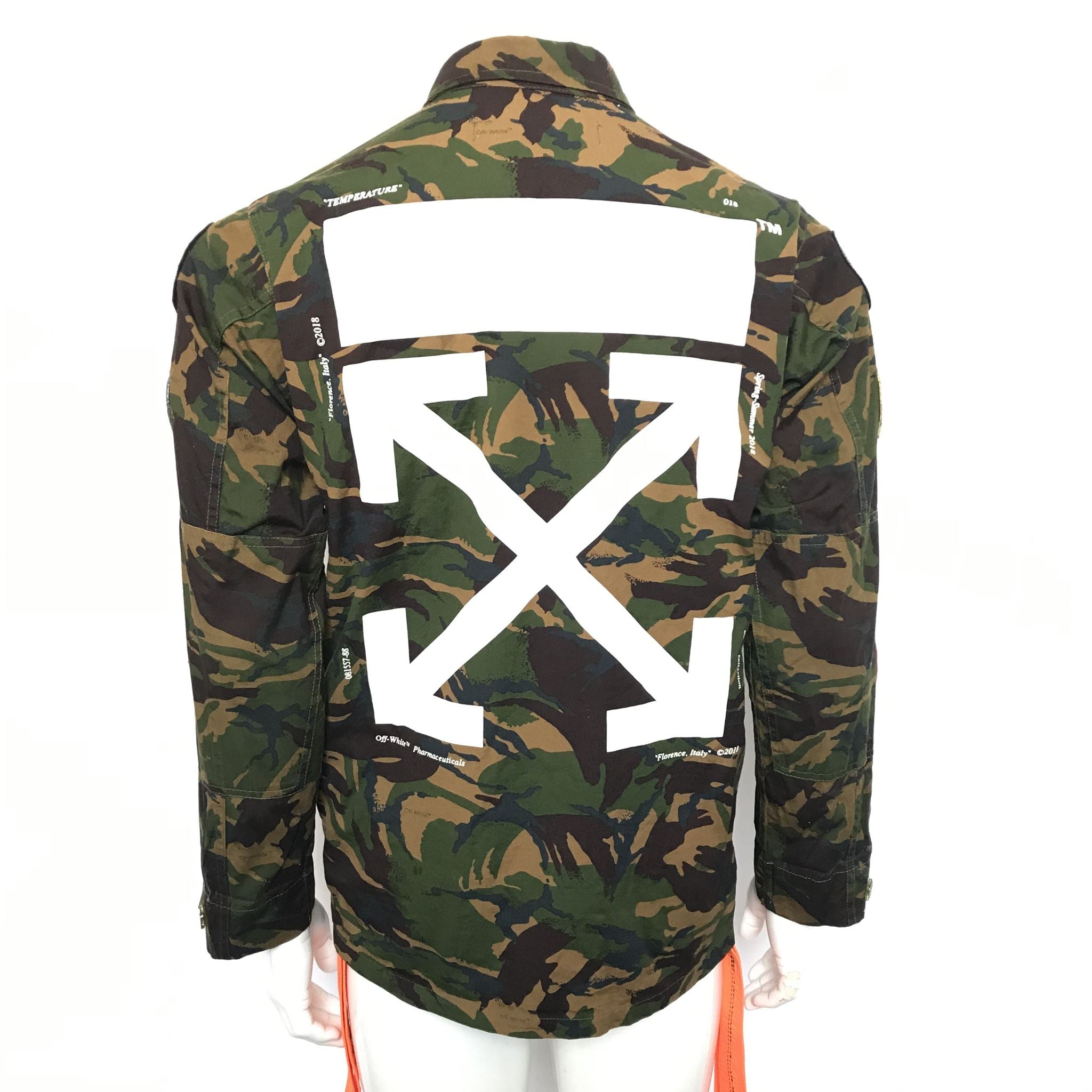 Authentic OFF WHITE c/o Virgil Abloh Multi-Patch Arrow Field Jacket Camo XS