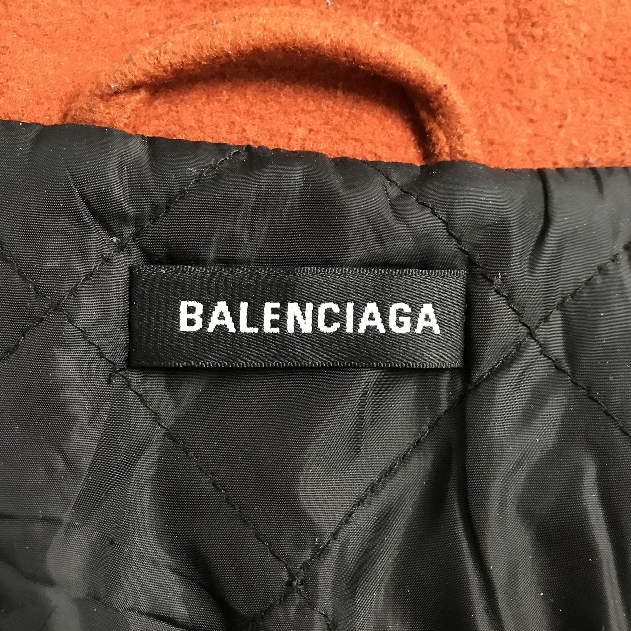 Balenciaga Oversize Virgin Wool Logo Jacket US Size 36 / S