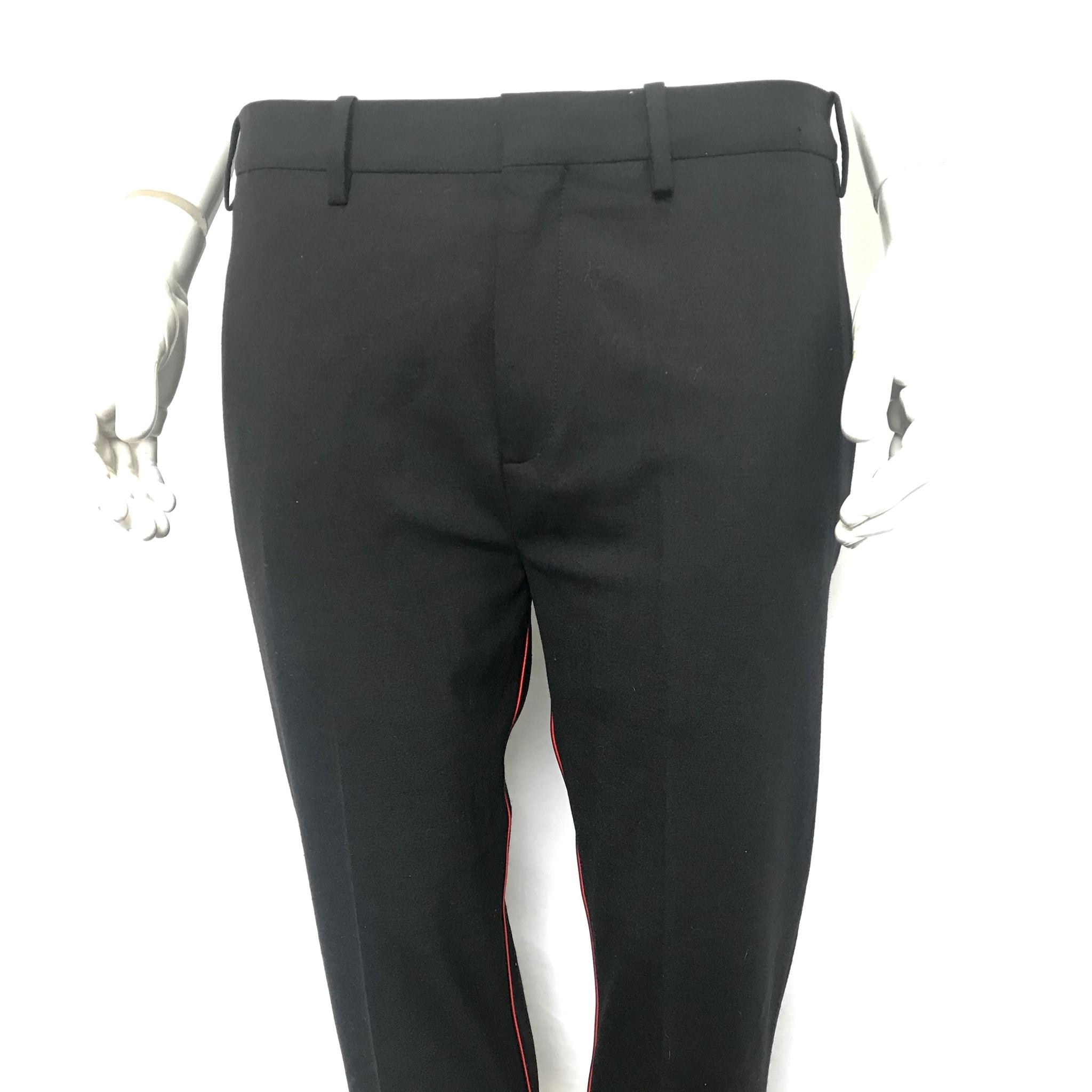 NEIL BARRETT Piped Woven Jogger Pants In Black w/ Red Piping Sz 36