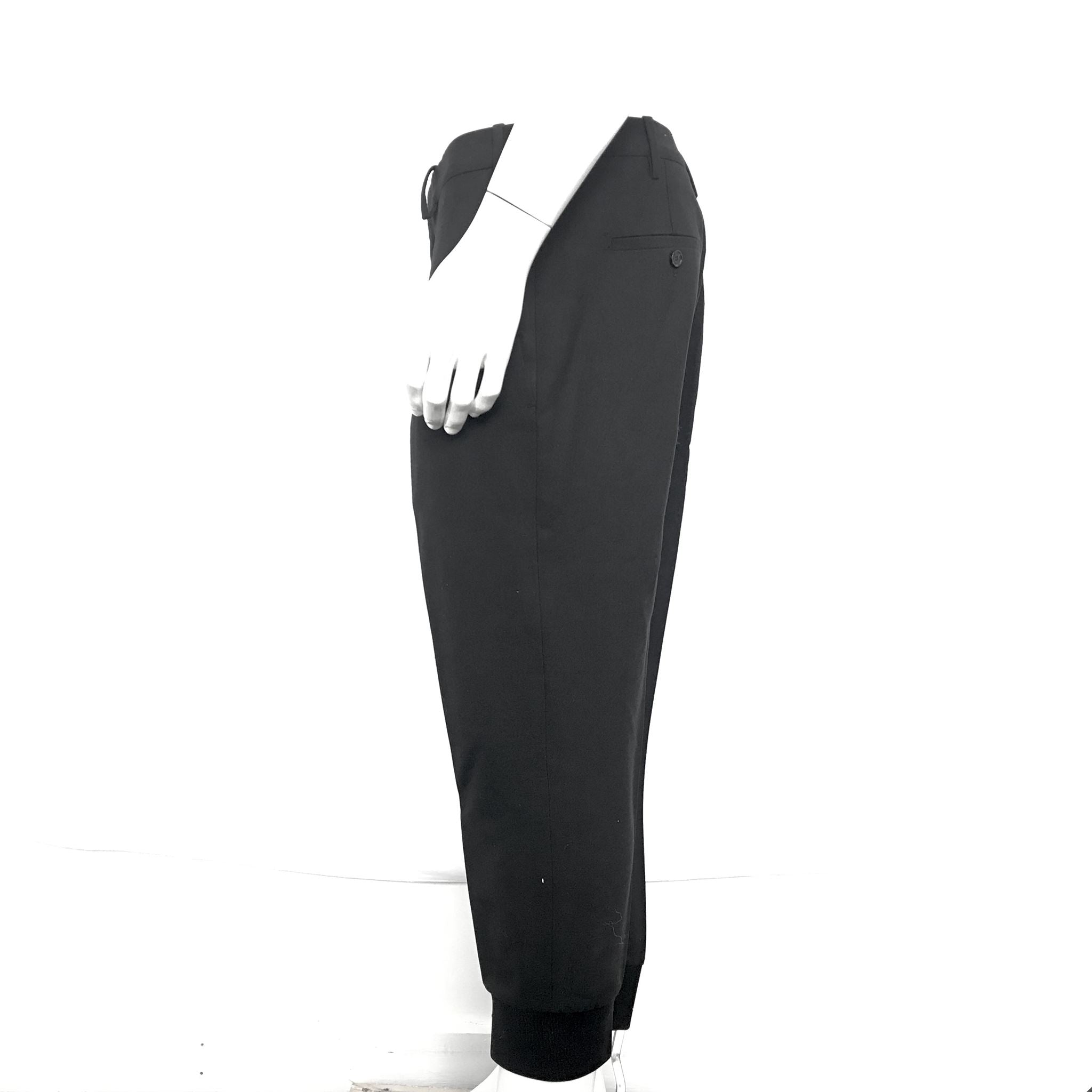 NEIL BARRETT Piped Woven Jogger Pants In Black w/ Red Piping Sz 36