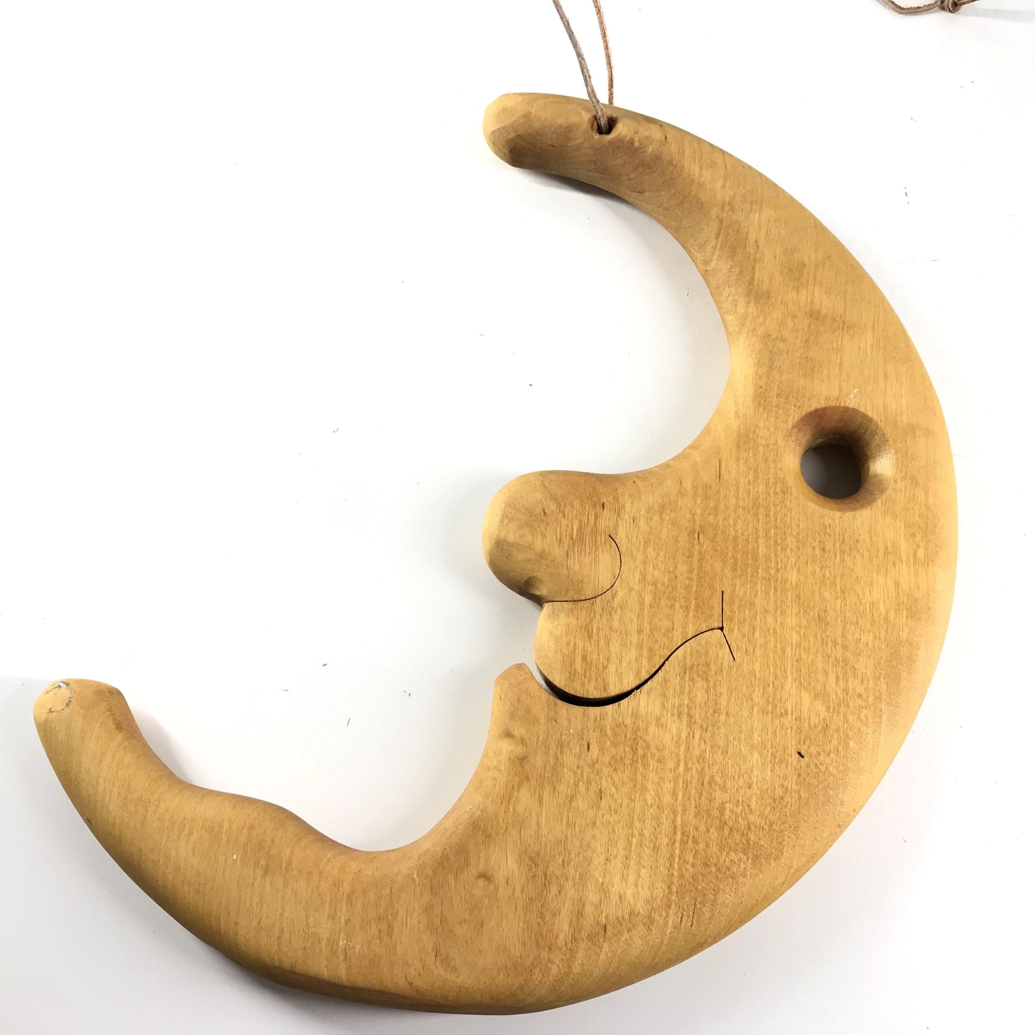 Carved Solid Wood Moon Children's Kid's Bedroom Wall Hanging Decor