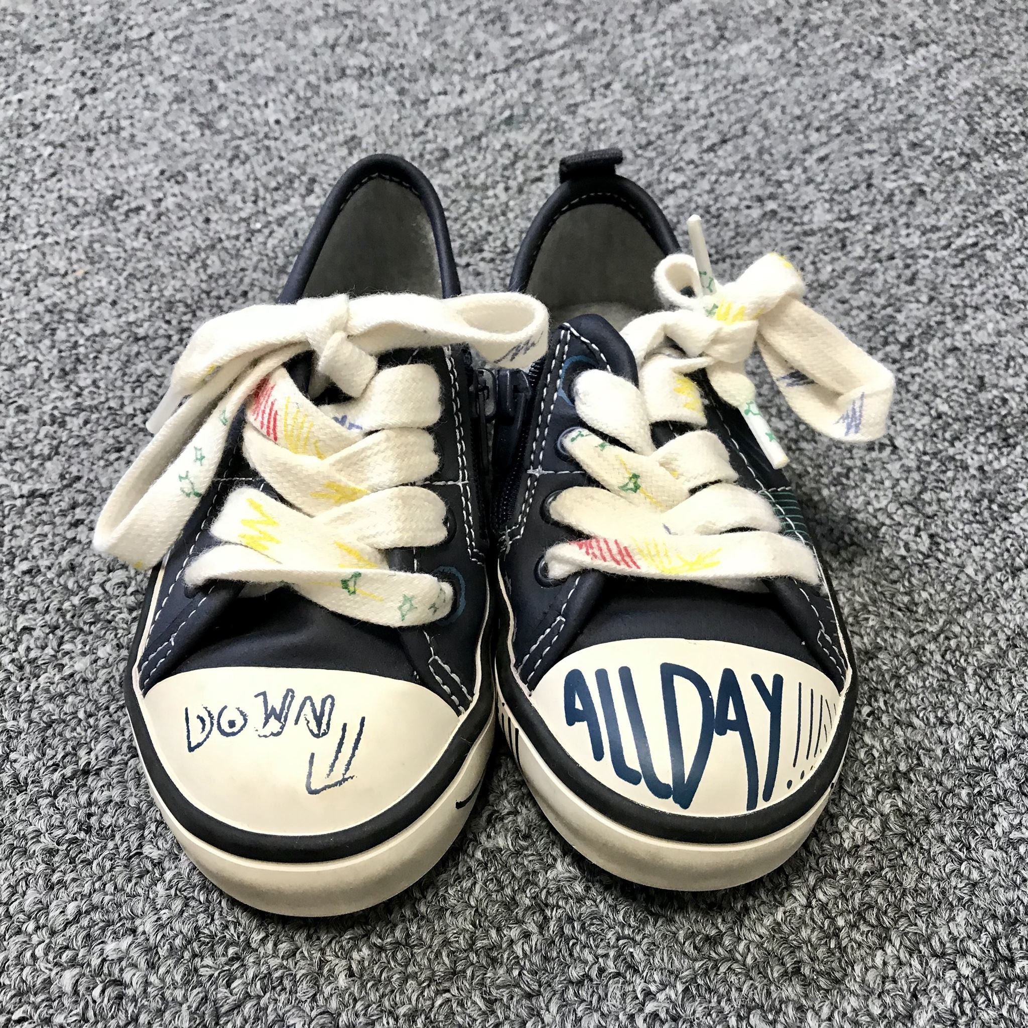 Zara Infant Toddler Graffiti Sneakers Navy Blue Sz 5C