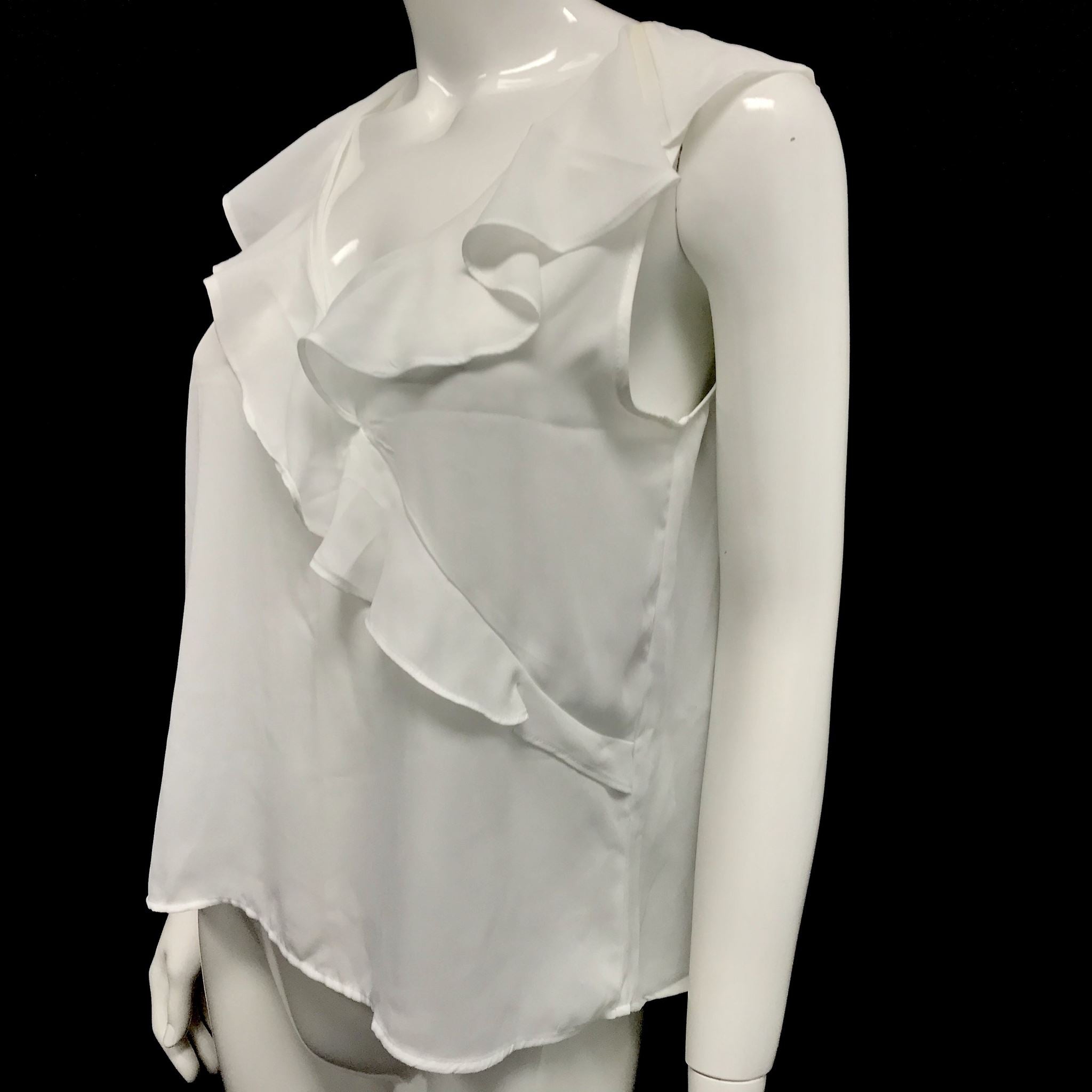 Zara Sheer Sleeveless Top Shirt V-Neck Blouse White Sz M