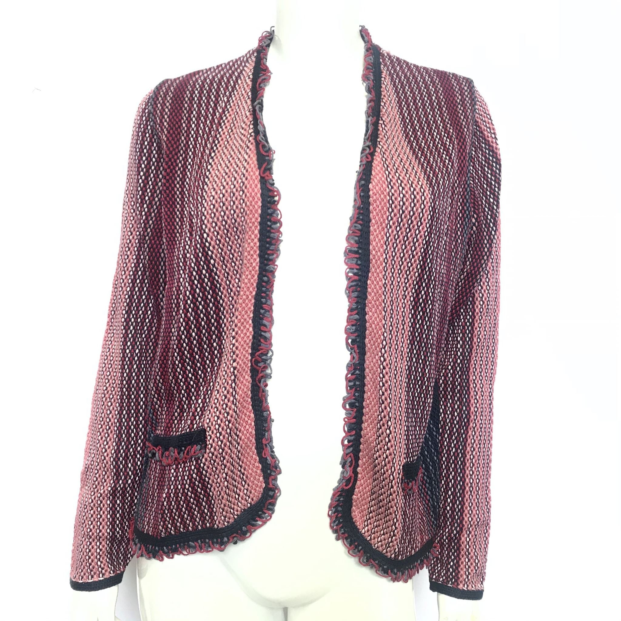 Olsen Henny Women's Easy Style Knit Cardigan Jacket Pink Red Sz 10 / M