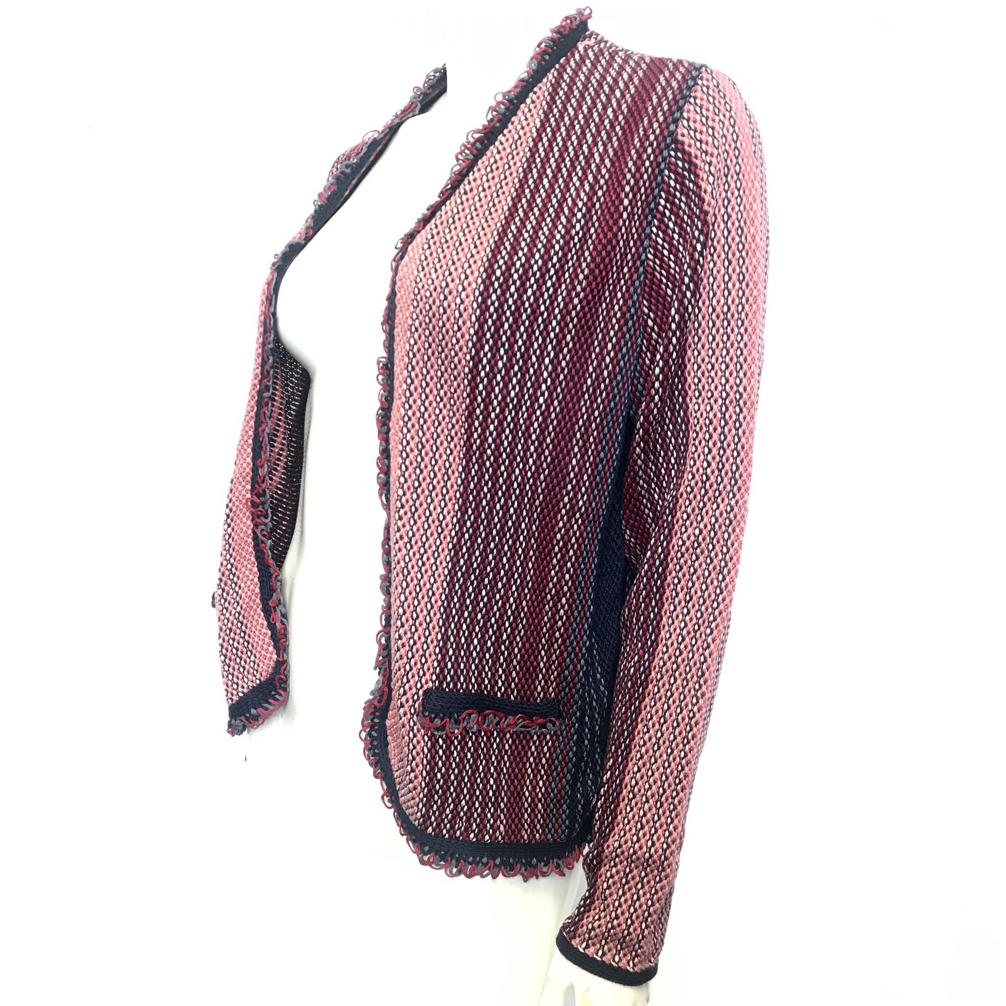 Olsen Henny Women's Easy Style Knit Cardigan Jacket Pink Red Sz 10 / M