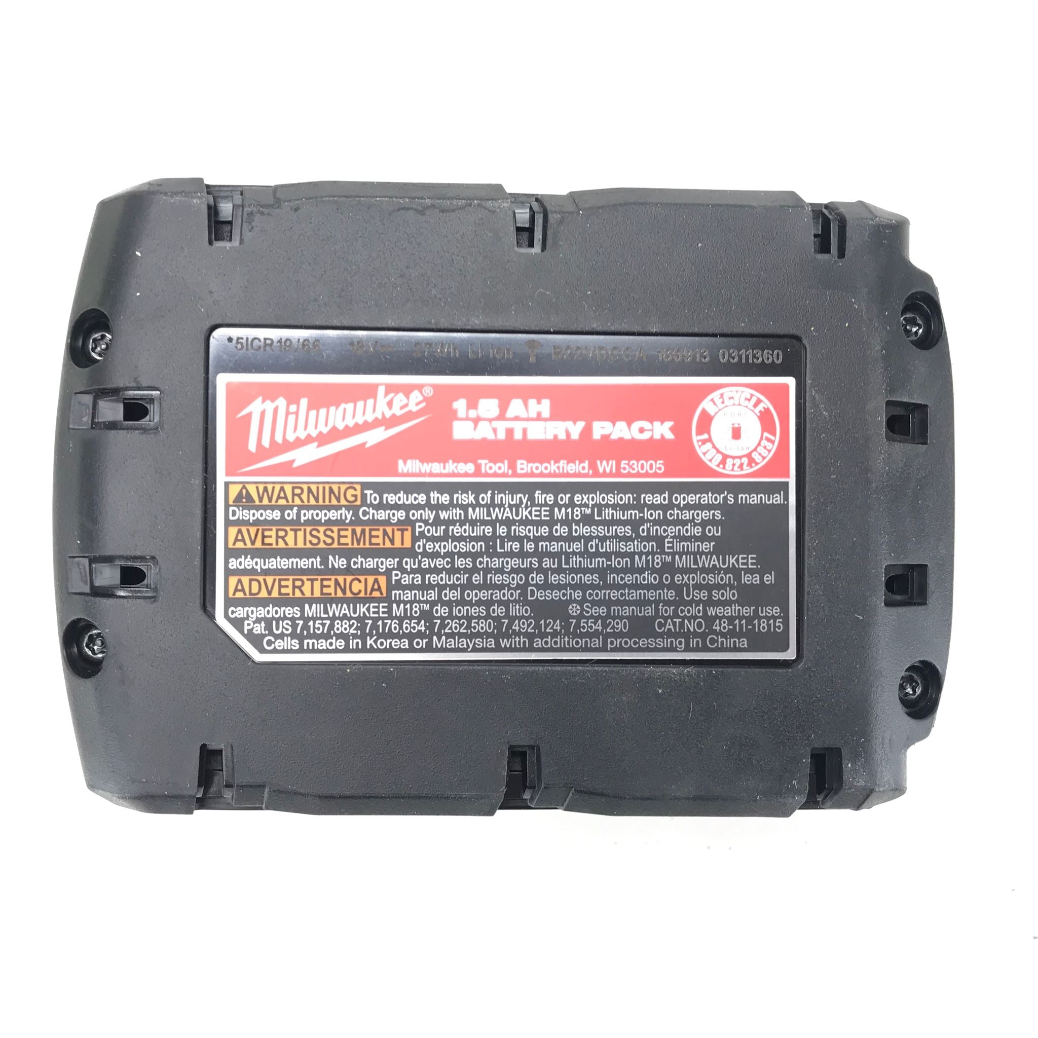 Original Milwaukee M18 48-11-1815 RED LITHIUM CP 1.5 Battery Pack 18V 1.5Ah 27Wh