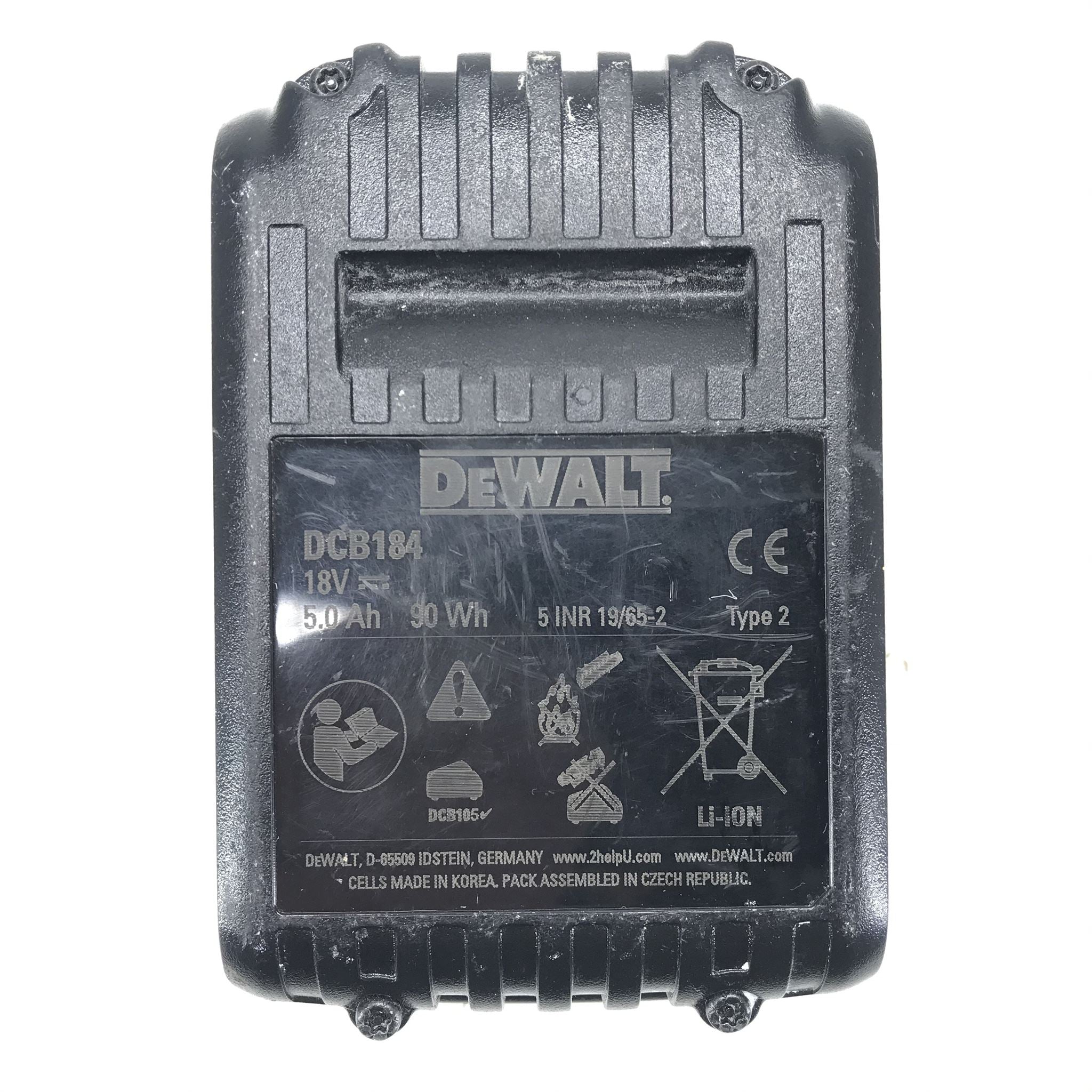 OEM DeWalt 18v 5.0Ah Max Lithium Ion Rechargeable Battery DCB184 90Wh
