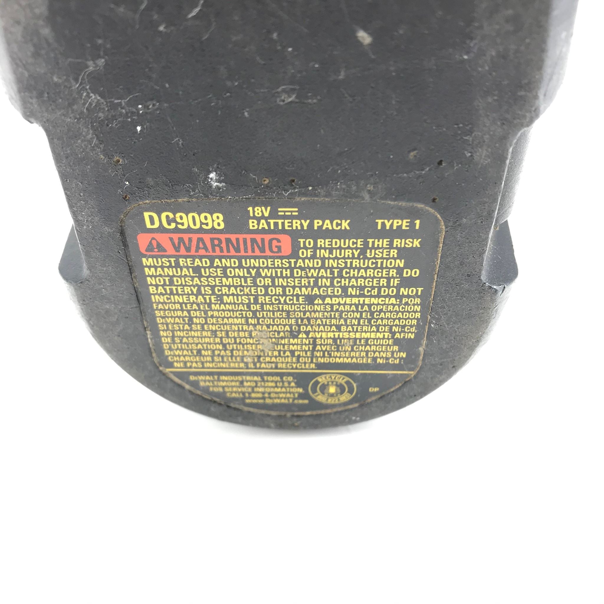 Genuine OEM DeWalt 18V NiCd Rechargeable Battery DC9098 V