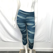 adidas Women's Crop Leggings Techfit Climalite Blue Pattern Sz S