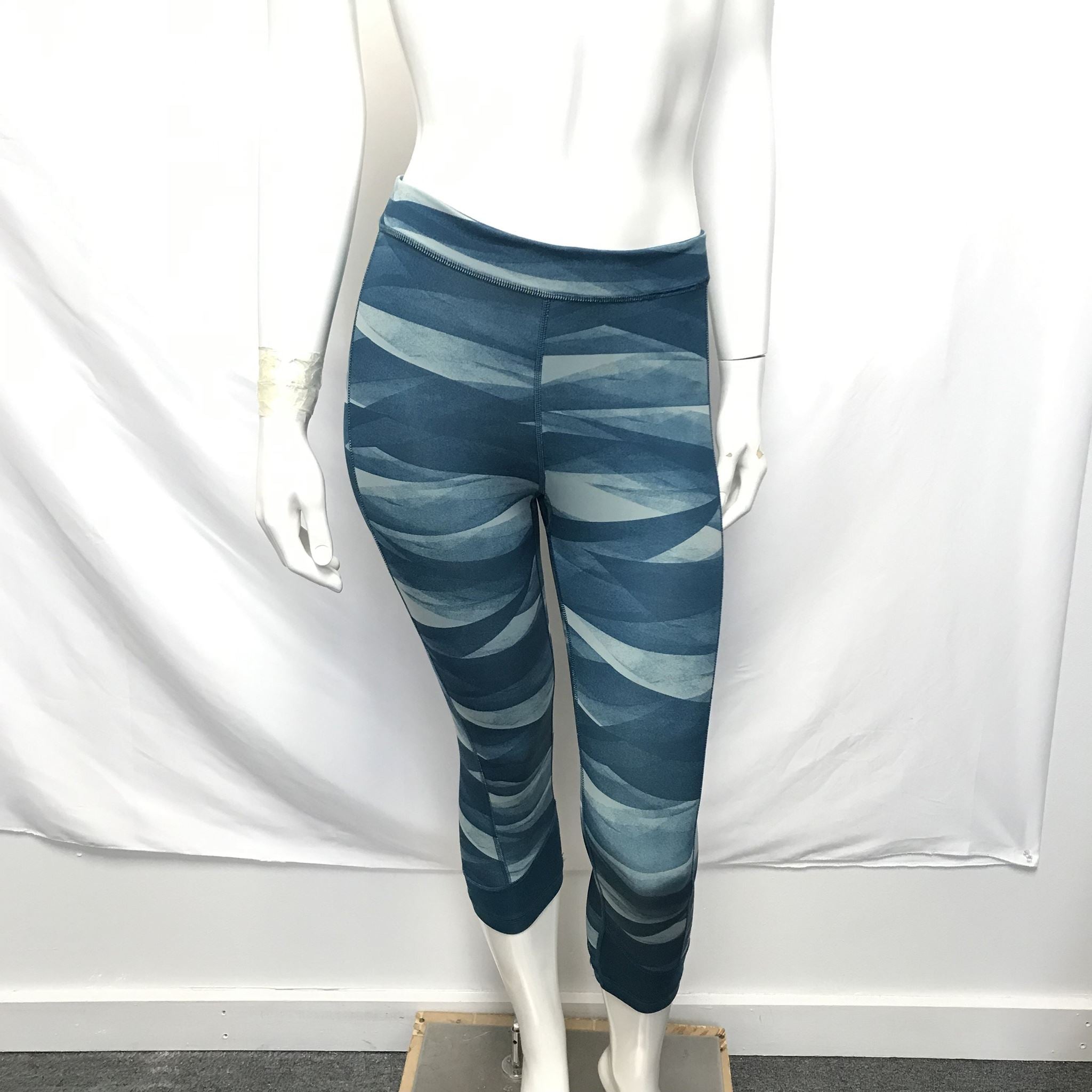 adidas Women's Crop Leggings Techfit Climalite Blue Pattern Sz S