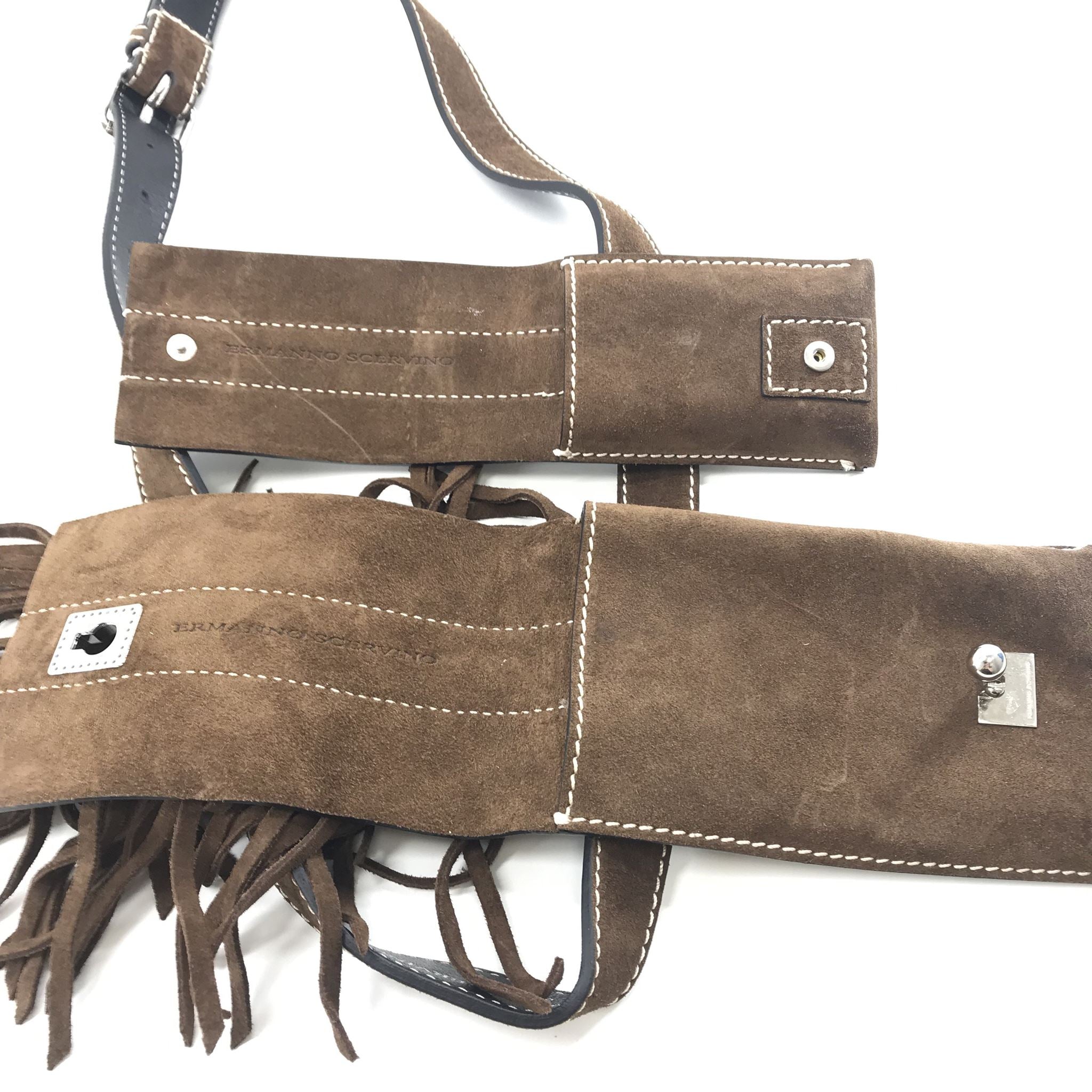 Ermanno Scervino Suede Tassel Holster Belt with Two Pouches 32"