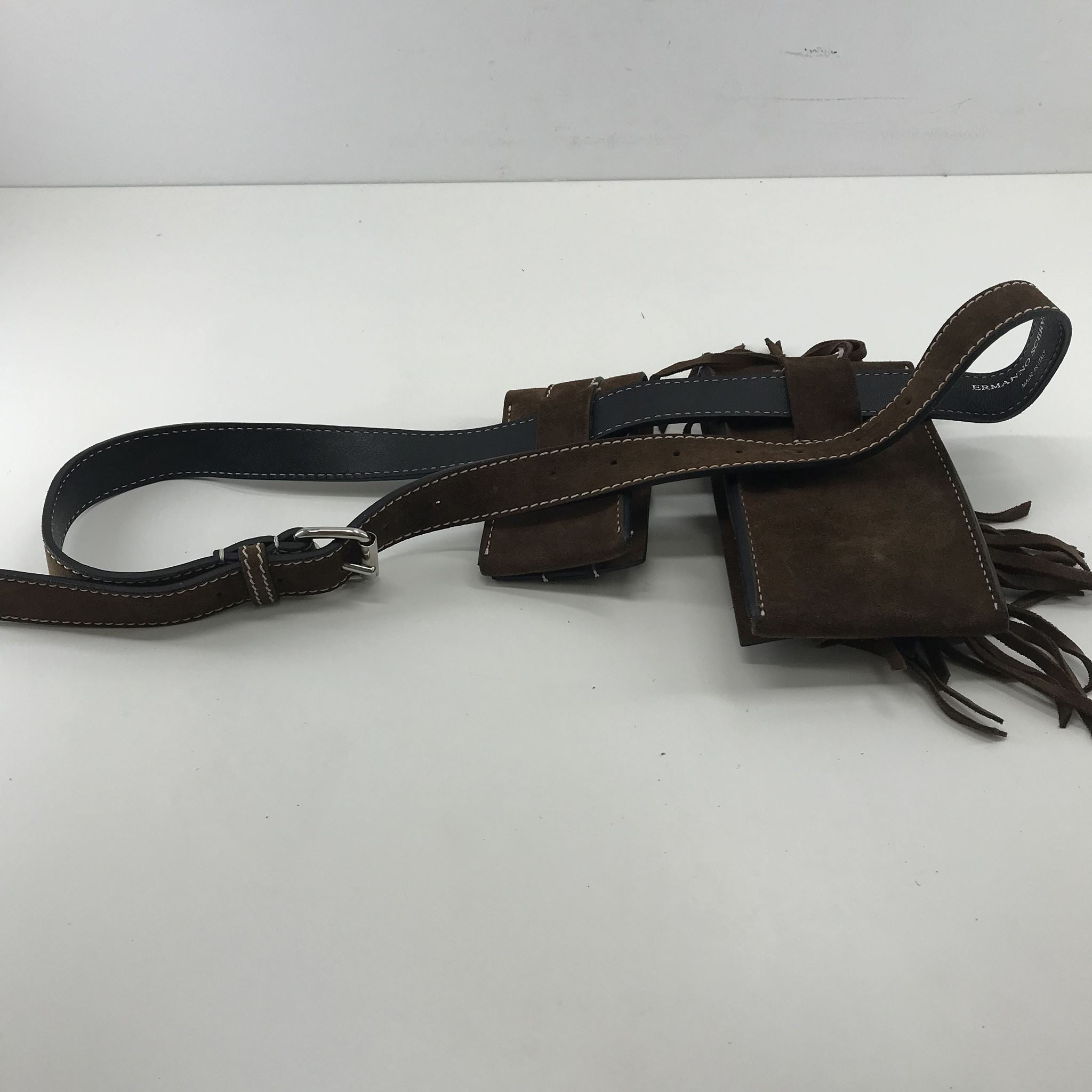Ermanno Scervino Suede Tassel Holster Belt with Two Pouches 32"