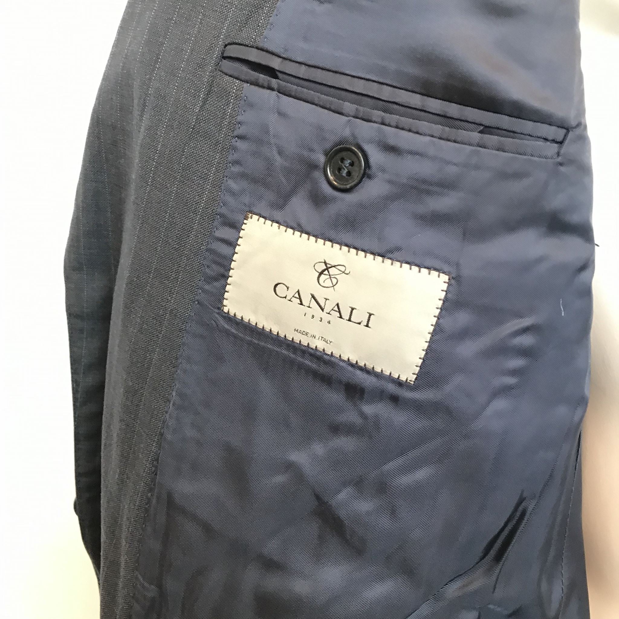 Canali Men's Navy Blue Pinstripe Wool Blazer 2 Button Jacket Sz 40R